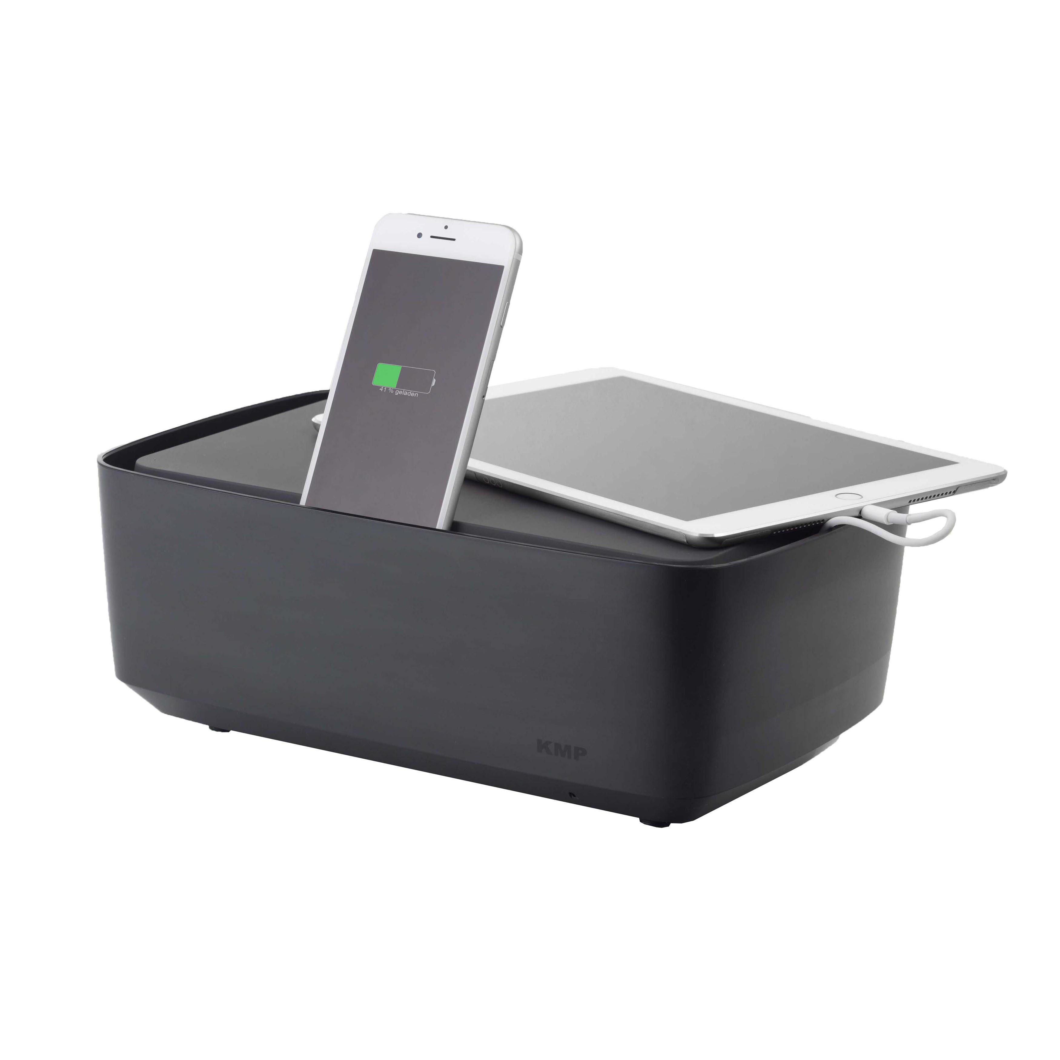 KMP CREATIVE LIFESTYLE PRODUCTS. Basic Ladestation - mit Kabelmanagement - EU - für diverse diverse - b Ladestation (Single-pack, 1-tlg., 3 USB Anschlüsse und 3 Steckdosen)