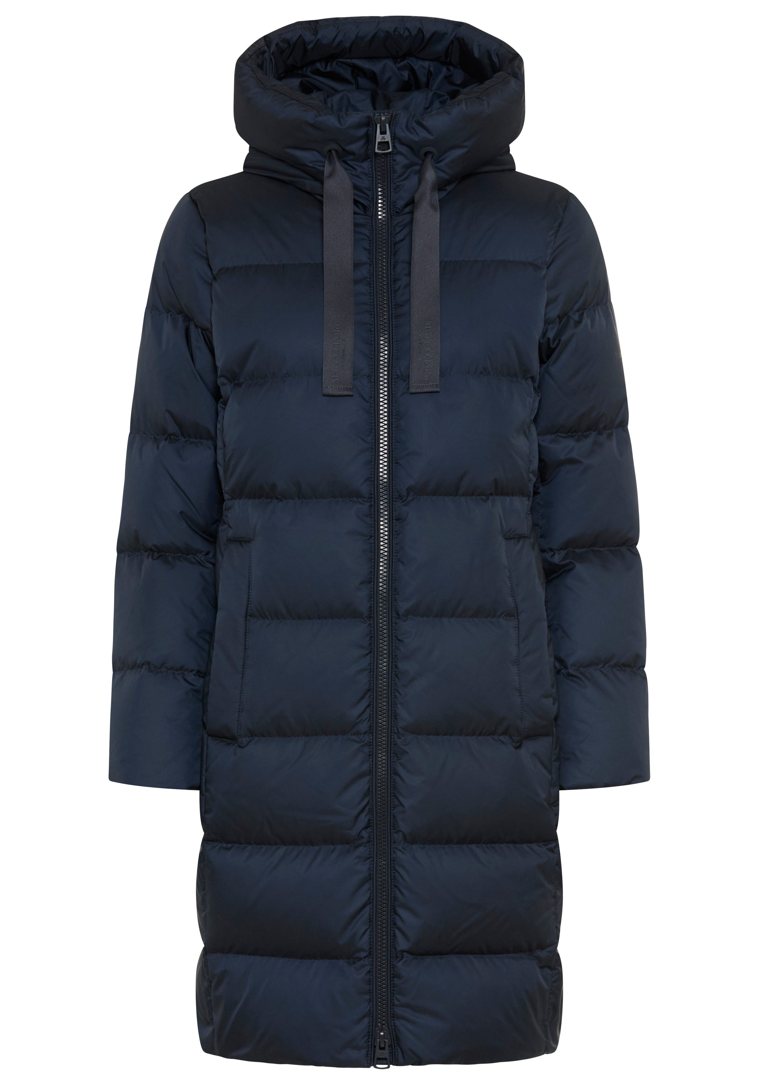 Marc O'Polo Daunenmantel mit 2-Way-Zipper, großer Kapuze und Label-Band