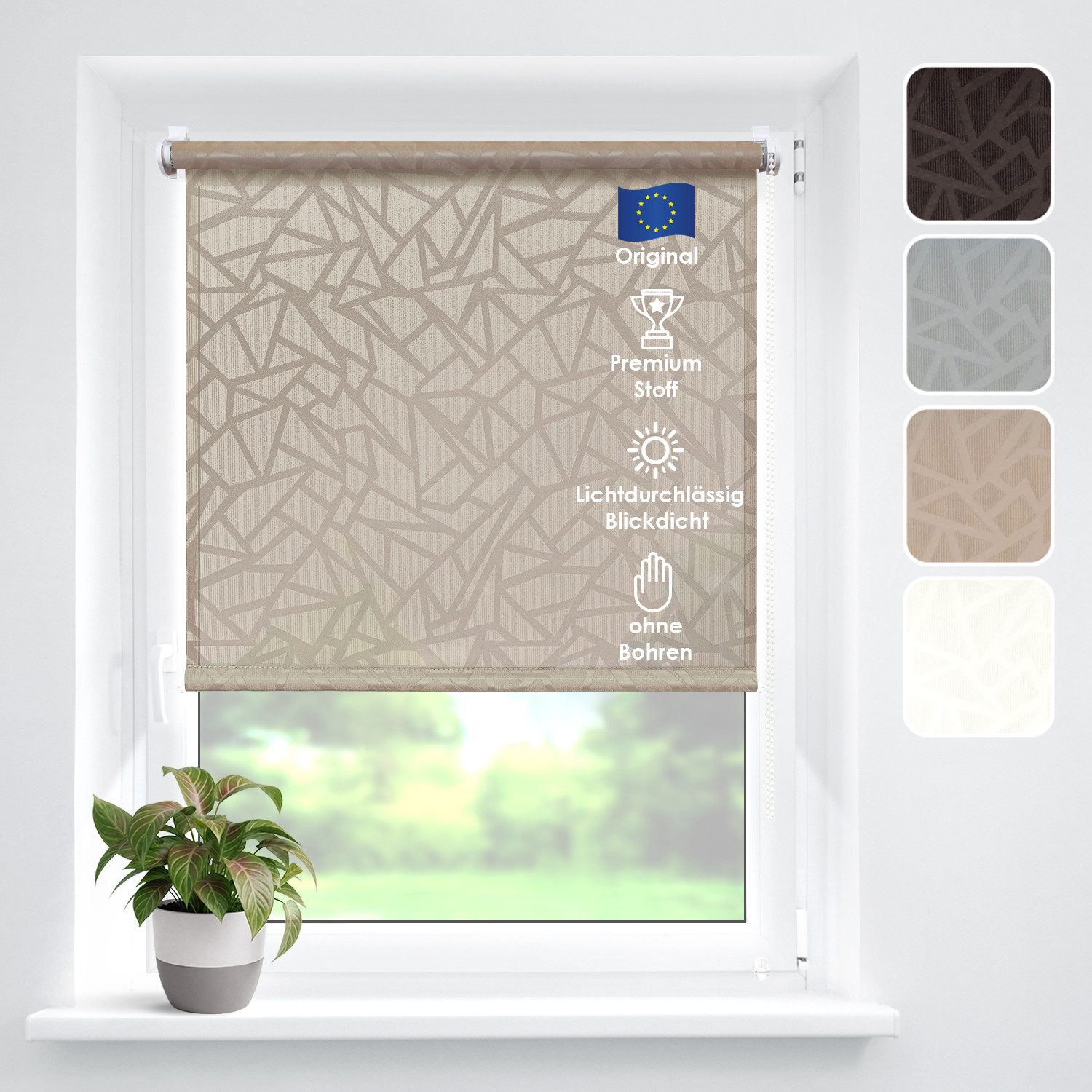 Rollo Tageslicht"Crystal", DomDeco, Klemmfix
