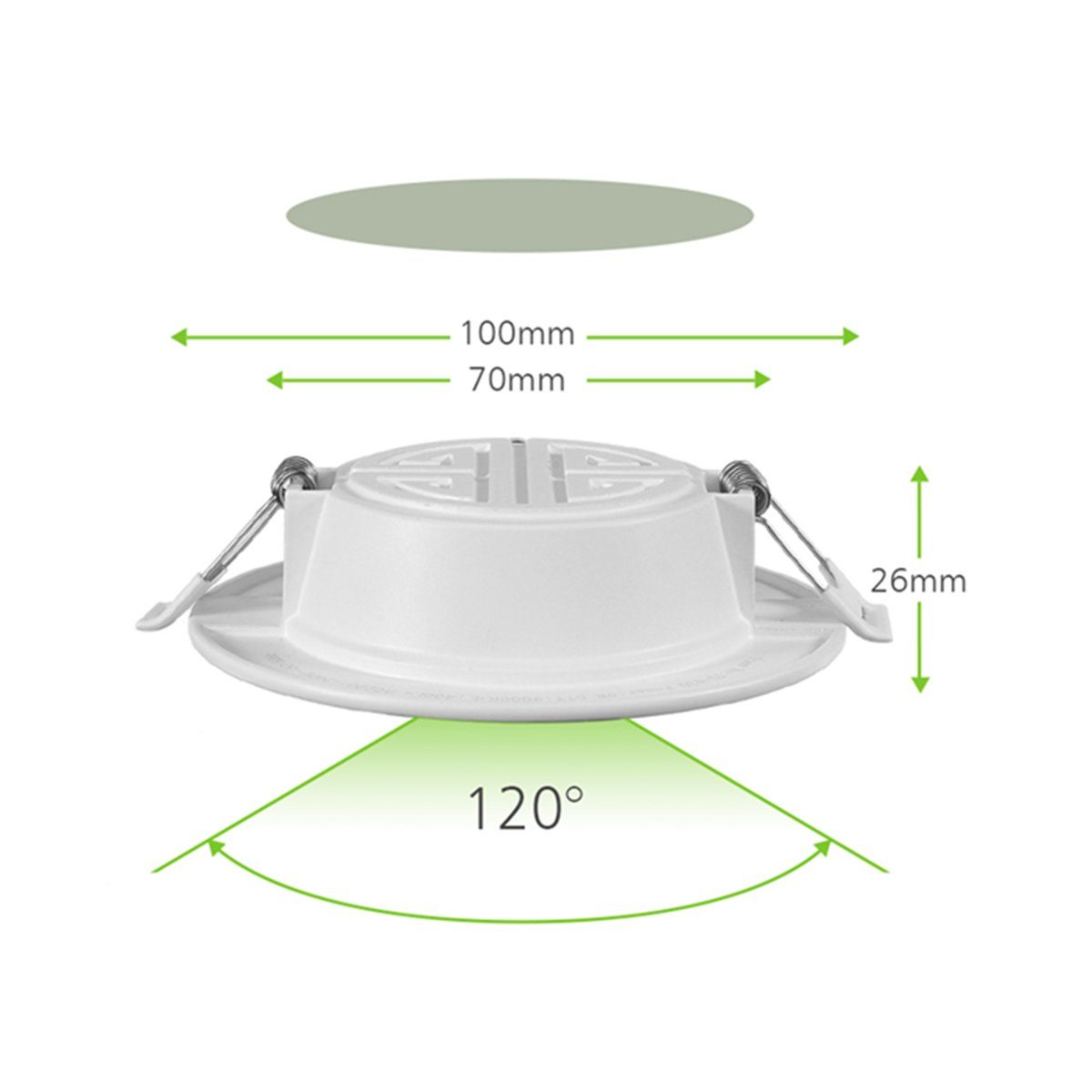 Warmweiß, Warmweiß, fest 6 St. Einbauleuchte, 500lm Φ70-100mm, 6W, LED ECSEE LED integriert,