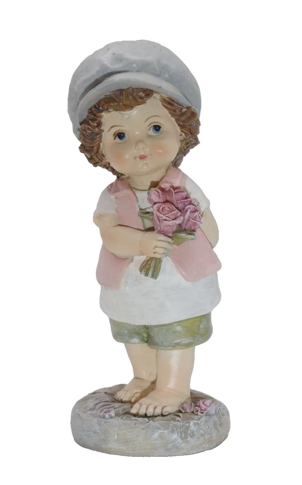Kaufhaus le petit Dekofigur Deko Wichtel Kind Figur Junge Rosen Skulptur Mädchen Zwerg Objekt, Dekoskulptur Dekoobjekt aus Polyresin (Kunststein)