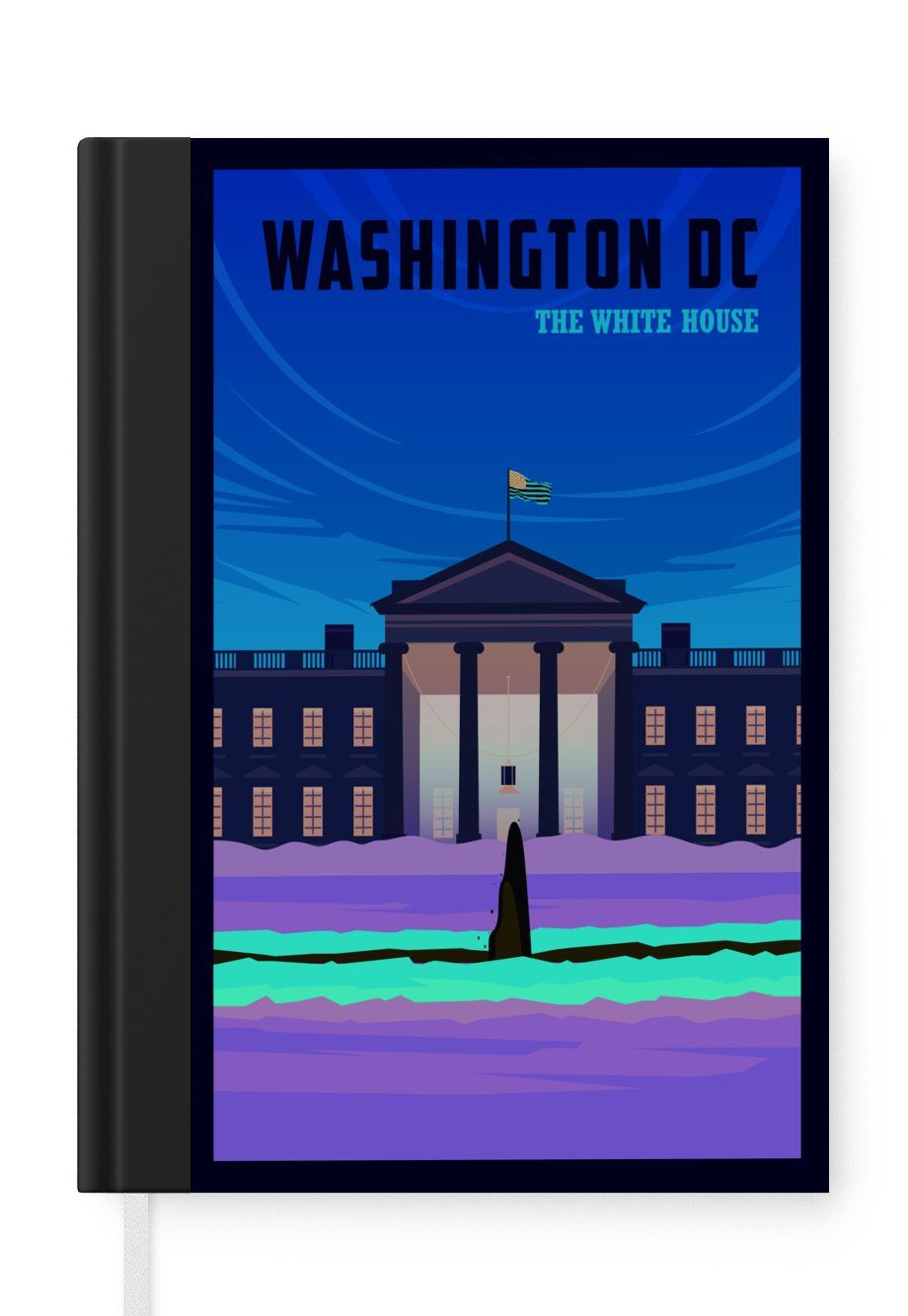 MuchoWow Notizbuch Illustration des Weißen Hauses in Washington DC, Journal, Merkzettel, Tagebuch, Notizheft, A5, 98 Seiten, Haushaltsbuch