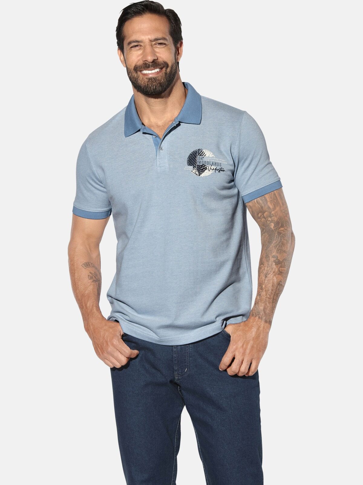 Jan Vanderstorm Poloshirt LINDHEIM mit nordischem Aufdruck