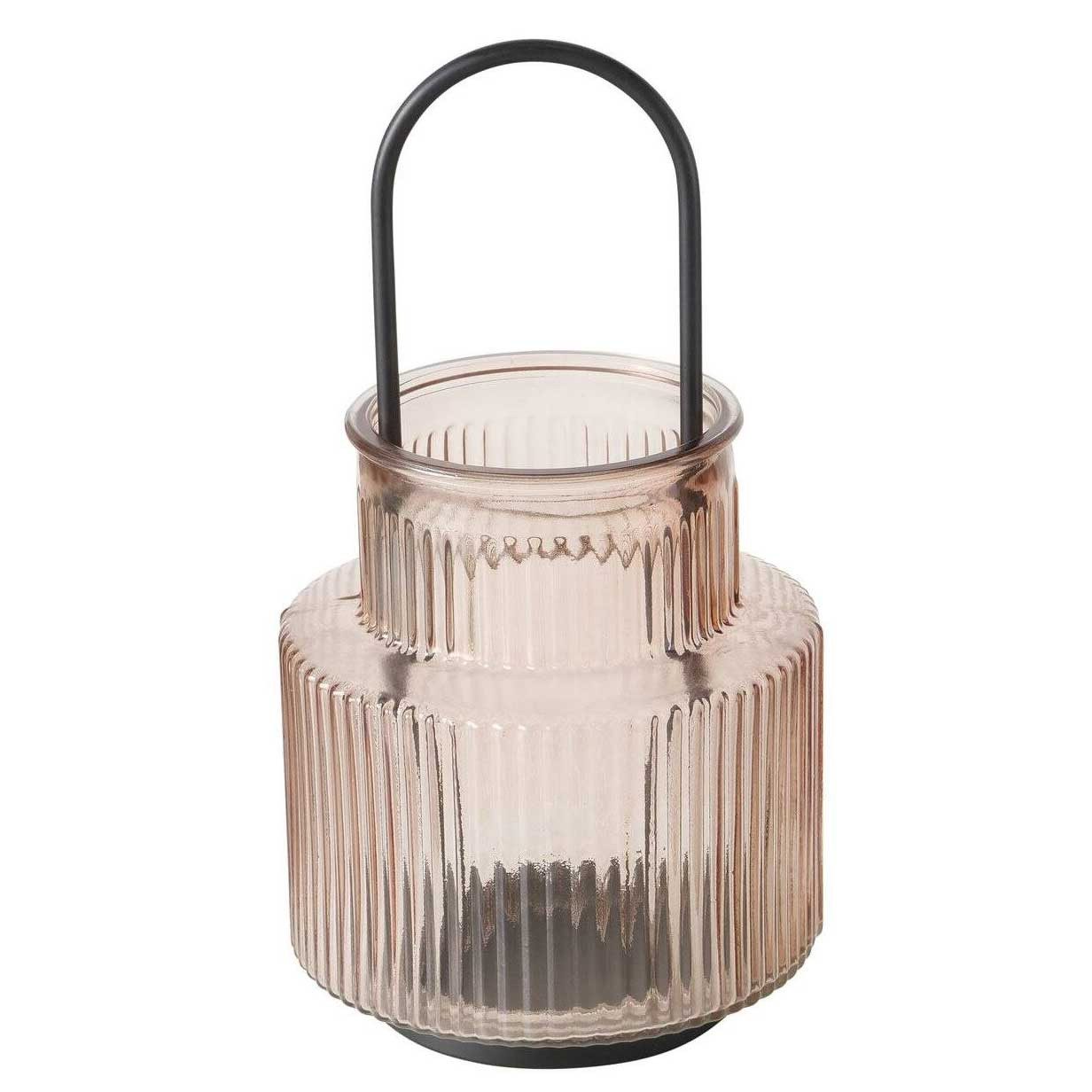 BOLTZE GRUPPE Kerzenlaterne Glaslaterne aus geriffeltem Glas RIFFA, Ø 12,9 cm