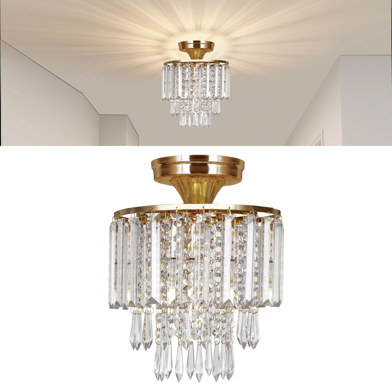 BlingBin Kronleuchter Dreifach-Kristall-Anhänger, Maximal 60W, ohne günstig online kaufen