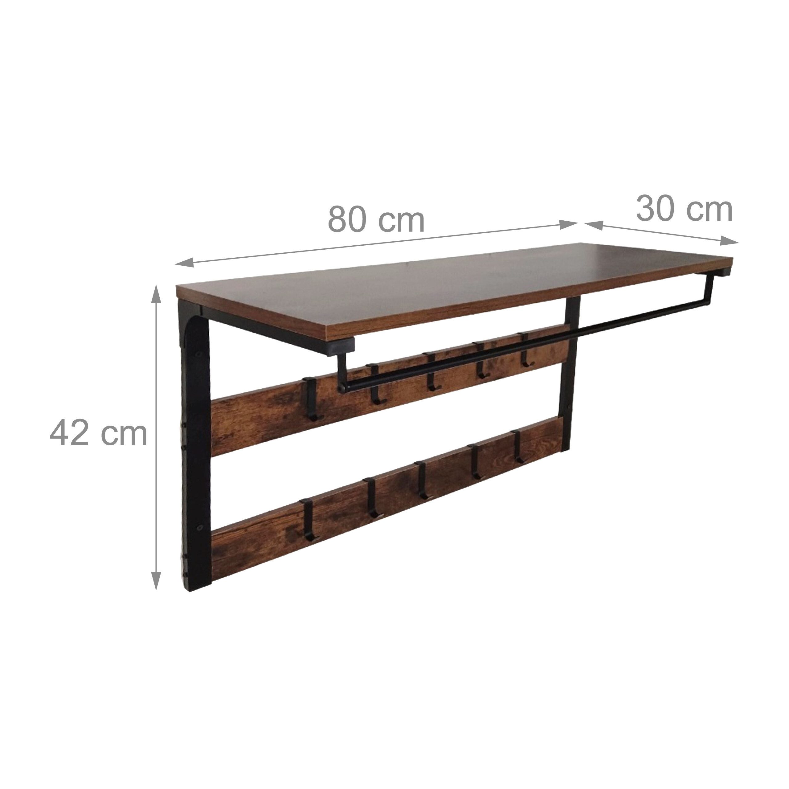 relaxdays Wandgarderobe mit 10 Haken & Ablage (10 St) – Bild 4 von 5