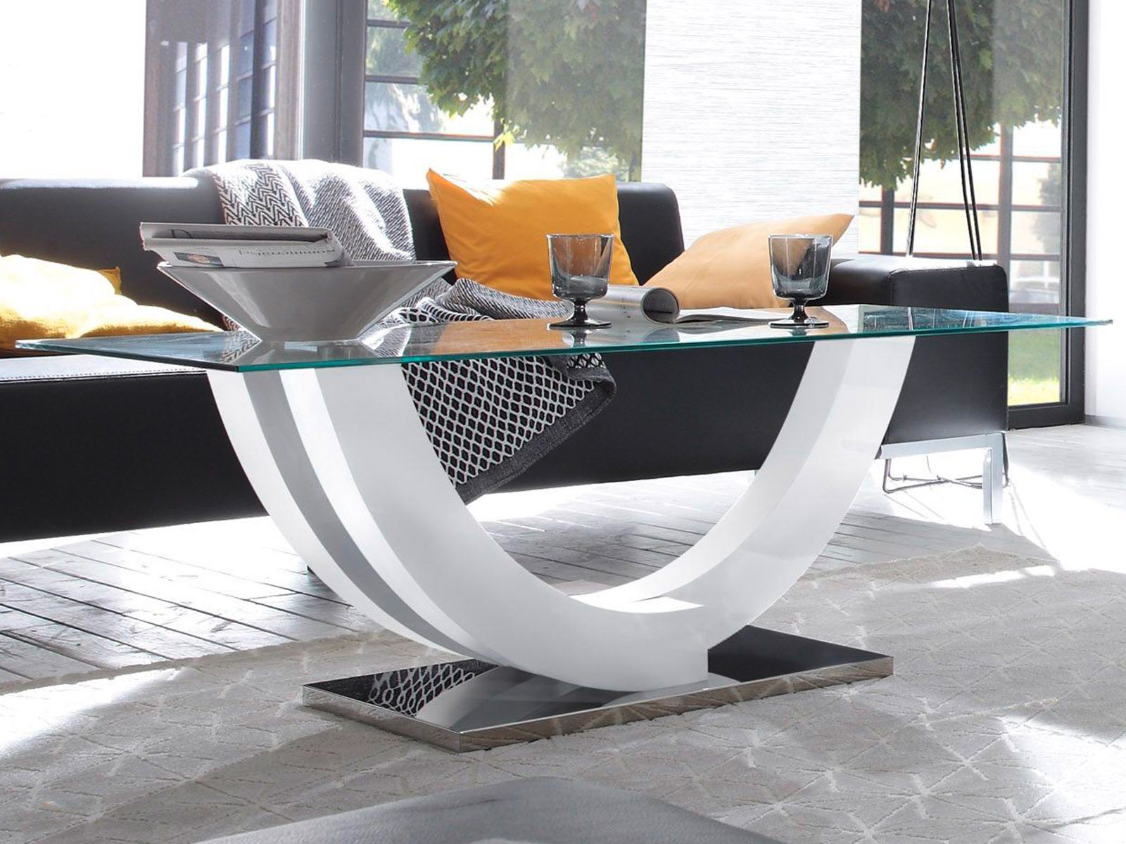 möbelando Couchtisch Couchtisch >Kermie I< in Weiß aus Metall - 120x48x60cm günstig online kaufen