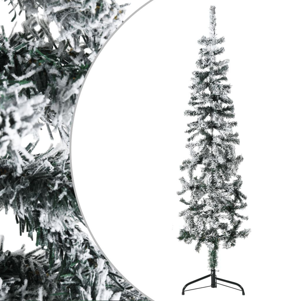 furnicato Künstlicher Weihnachtsbaum Künstlicher Halb-Weihnachtsbaum mit Schnee Schlank 120 cm