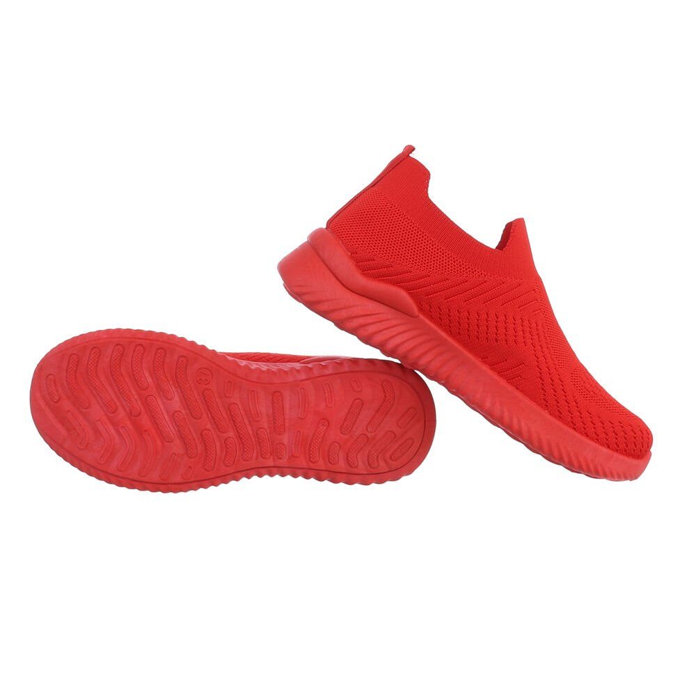 Flach Rot Ital-Design Sneakers Low Low-Top in Slipper Damen Freizeit