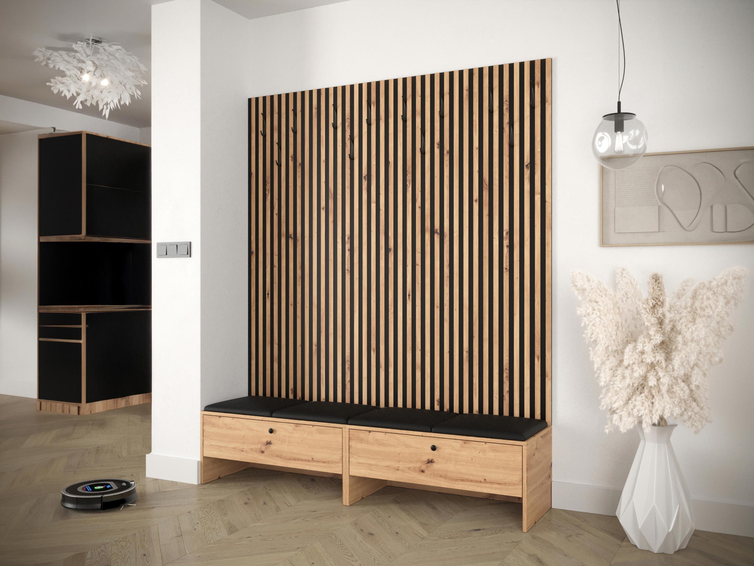 MIRJAN24 Garderoben-Set Balma V, (Komplett-Set, 2x Unterschrank, 4x Gepolstertes Paneel 42x42), Griffe aus Metall