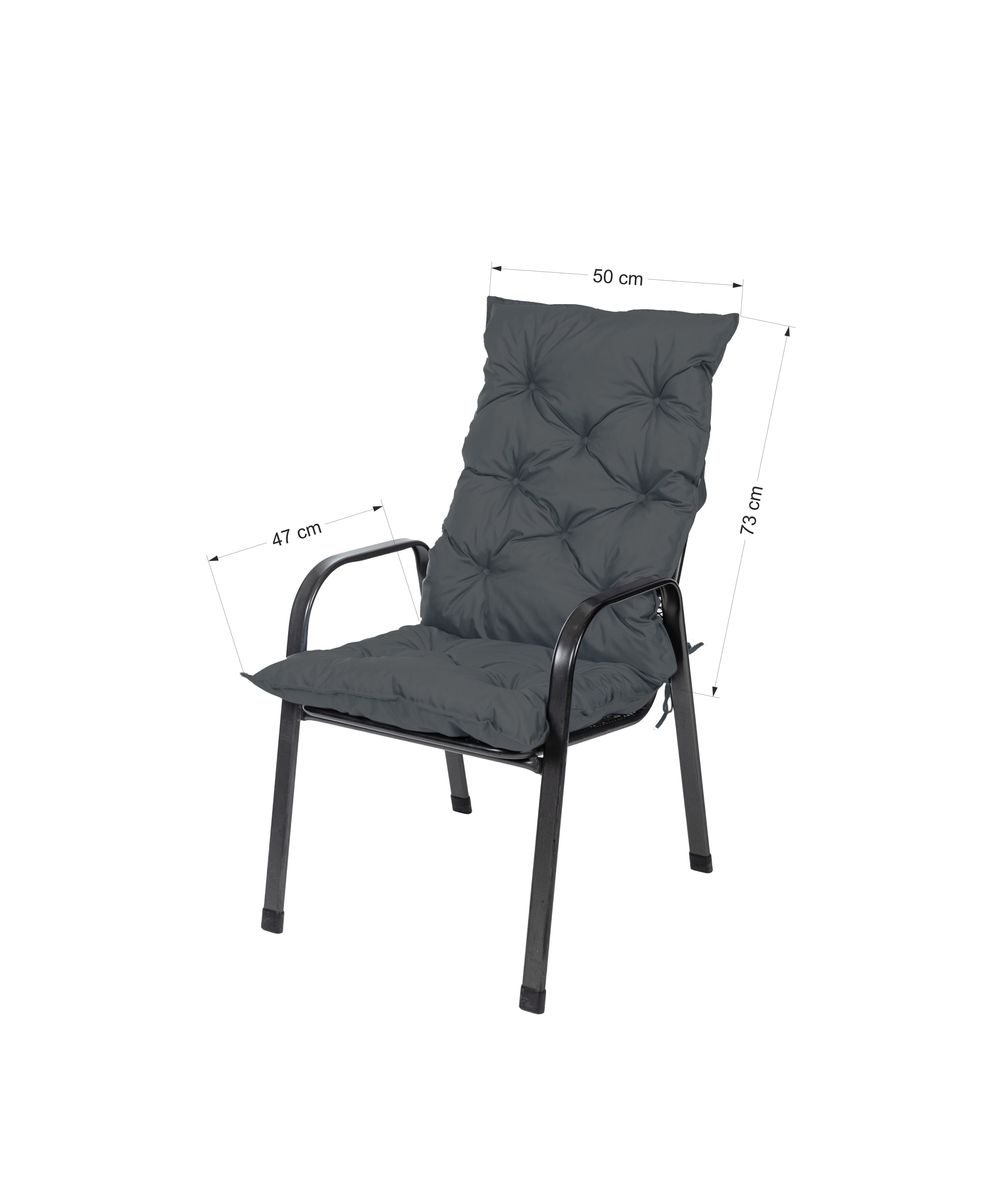 TexDeko Hochlehnerauflage TexDeko Garden - 4er Pack Gartenstuhl Auflage Sitzkissen, (4 St., Viererpack), Maße: 120x50x8cm, Wasser-, & Schmutzabweisend