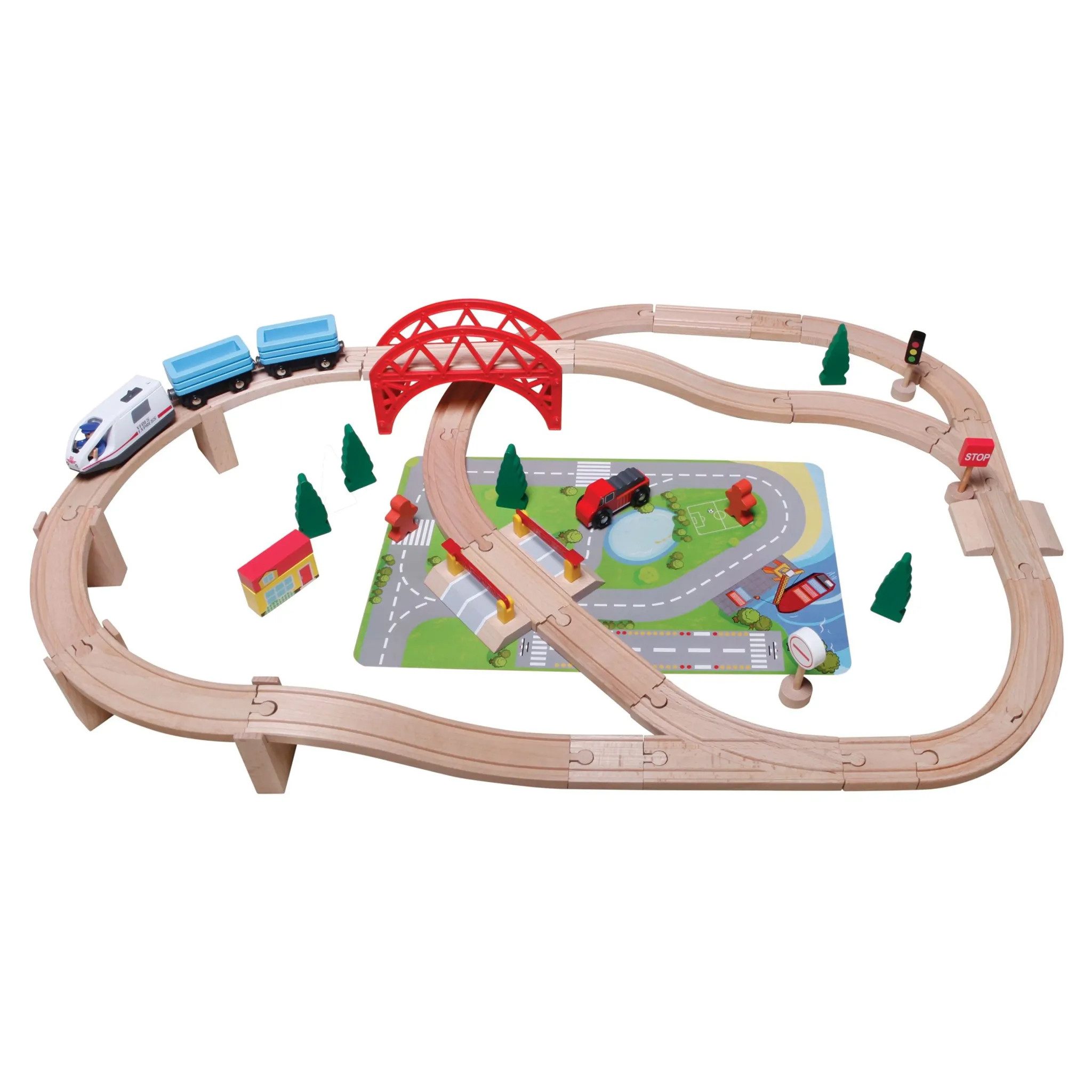 beeboo Spielzeug-Eisenbahn Holzeisenbahn Set 50 Teile günstig online kaufen