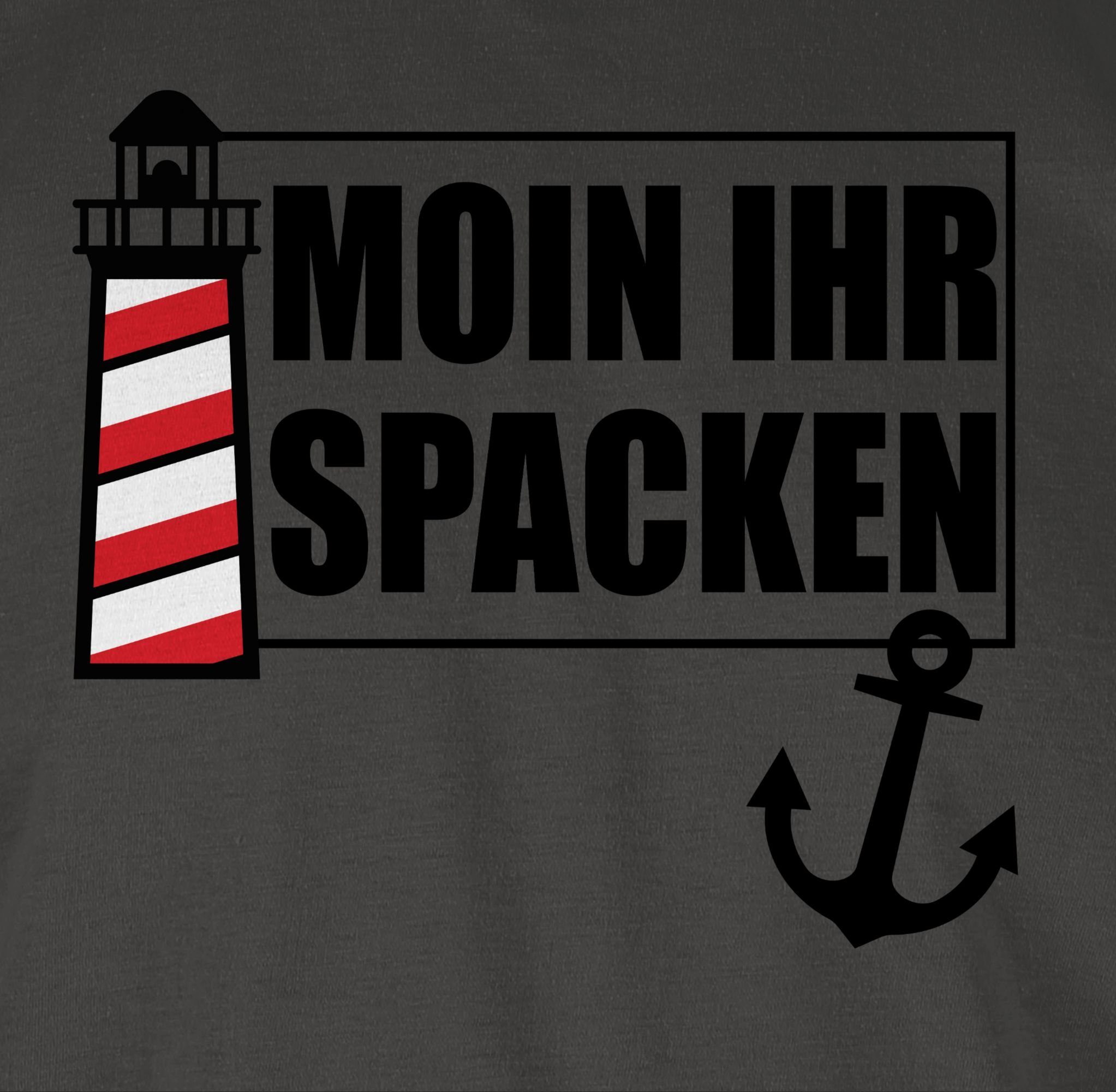 Shirtracer T-Shirt Moin ihr 02 Sprüche Spacken Leuchtturm Dunkelgrau Statement
