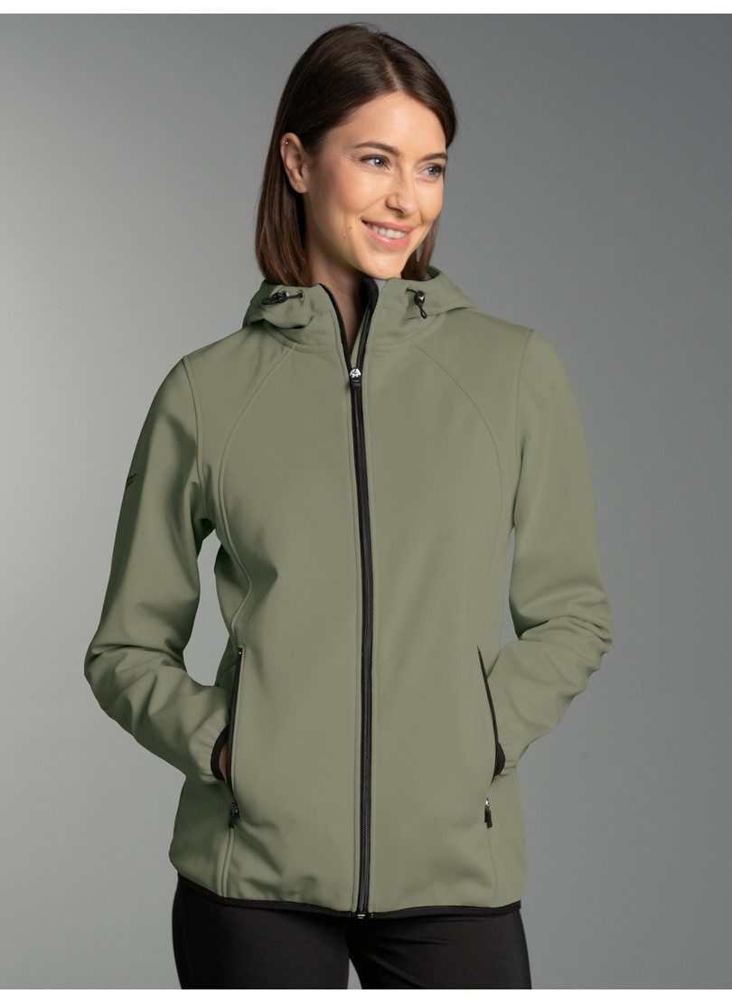 Trigema Softshelljacke TRIGEMA Taillierte Softshell–Kapuzenjacke (1-St)