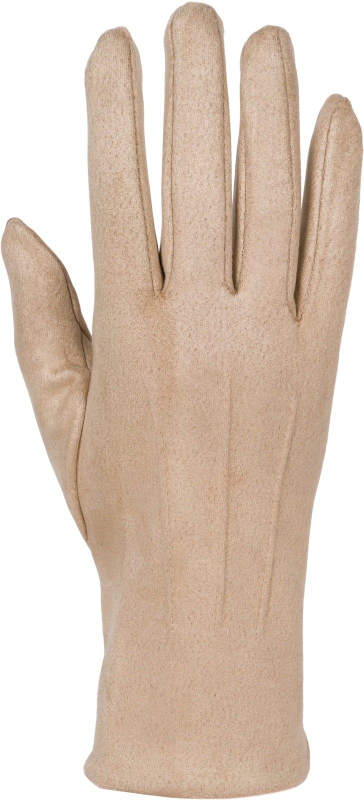 styleBREAKER Fleecehandschuhe Beige Handschuhe Touchscreen Ziernähte Einfarbige