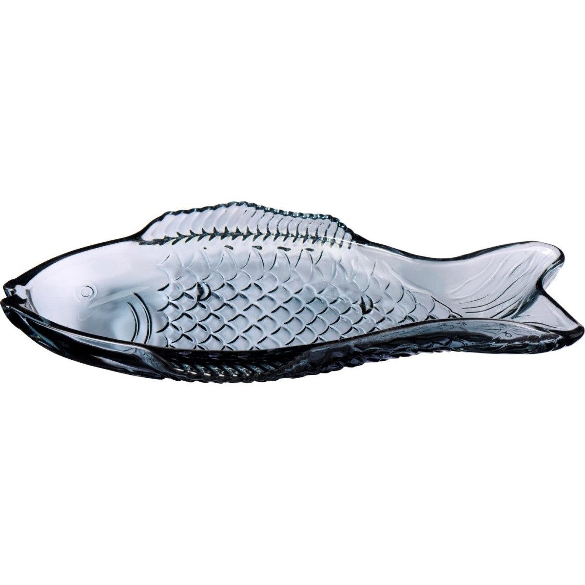 Ib Laursen Servierplatte Fisch aus Glas, maritimes Design, 2 Größen Fischförmige Servierplatten