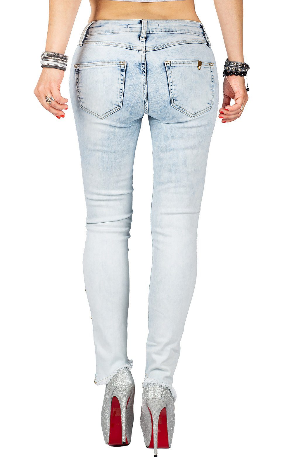 Cipo & Baxx Slim-fit-Jeans »Damen Hose BA-WD408« mit Strasssteinen in  Hellblau online kaufen | OTTO