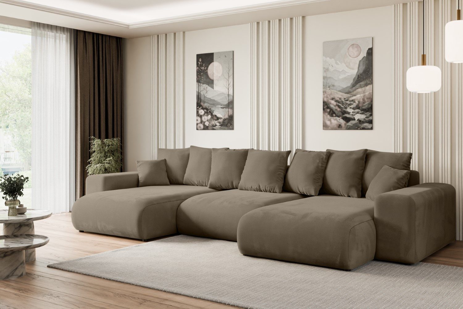ALTDECOR Wohnlandschaft ESKAR-U, Couch mit Schlaffunktion, Wohnzimmer - Wohnlandschaft, Corner Sofa Bett Eckcouch Couch L-Form Schlafcouch Ausziehbar