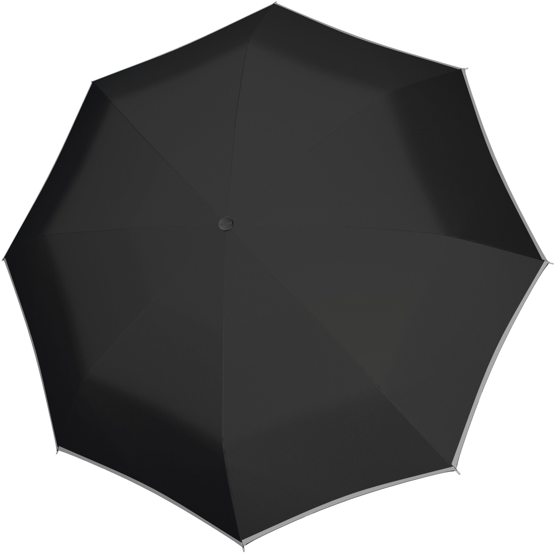 doppler® Taschenregenschirm Mini Black, Schirmdach uni, Elementen reflektierenden mit am Light up