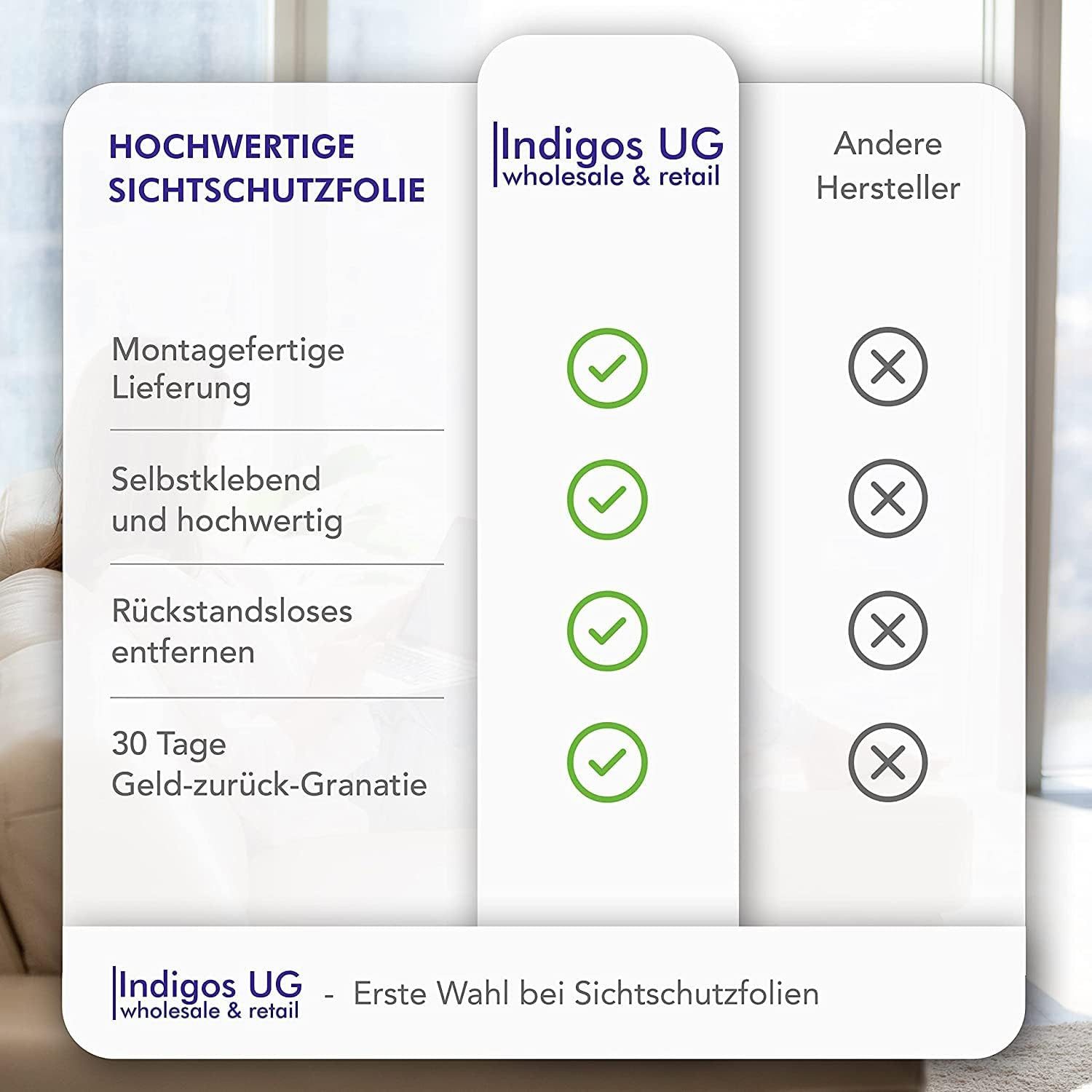 INDIGOS UG Fensterfolie FloraDekor Satin – Elegante Sichtschutzfolie für Dusch & Fenster – Bild 4 von 5