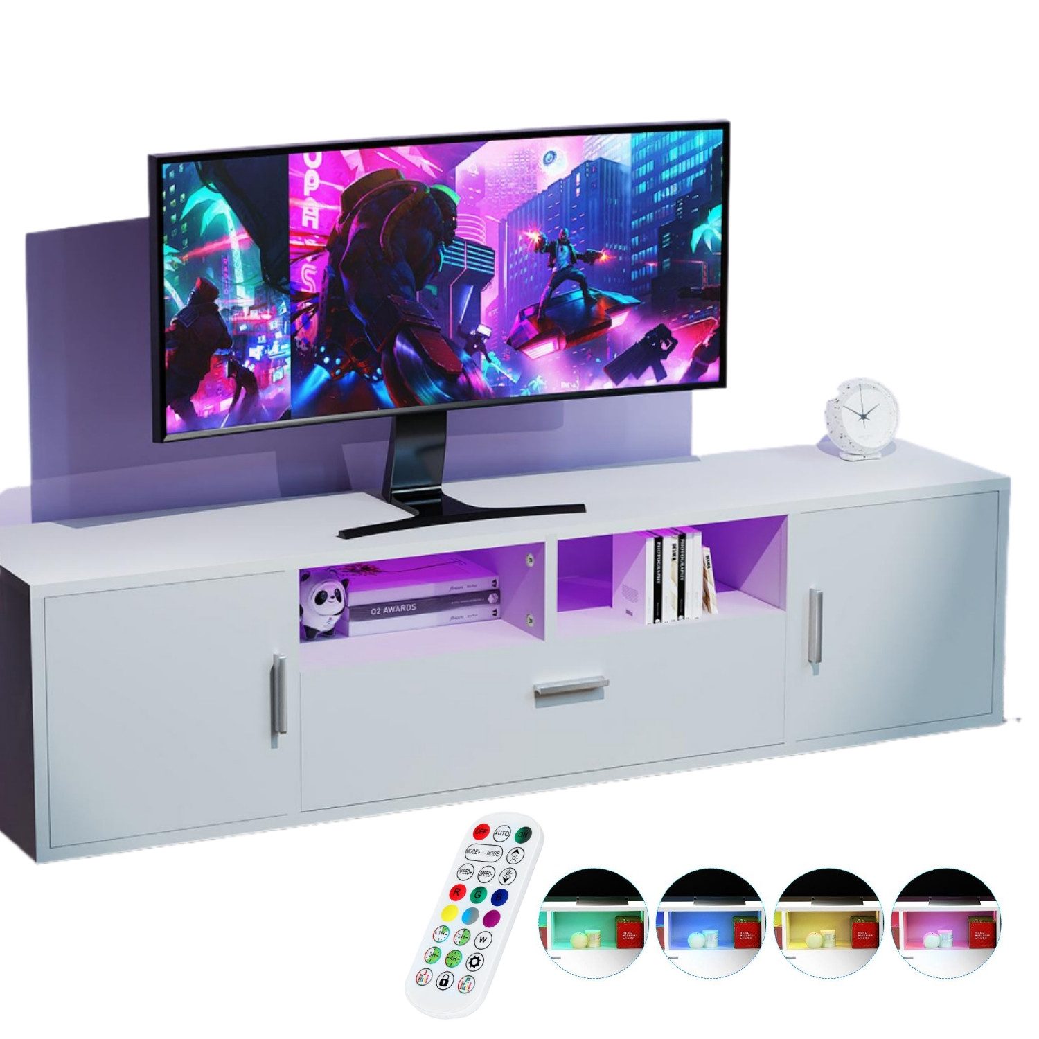 WILGOON TV-Schrank Hochglanz TV-Schrank mit LED-Beleuchtung, günstig online kaufen