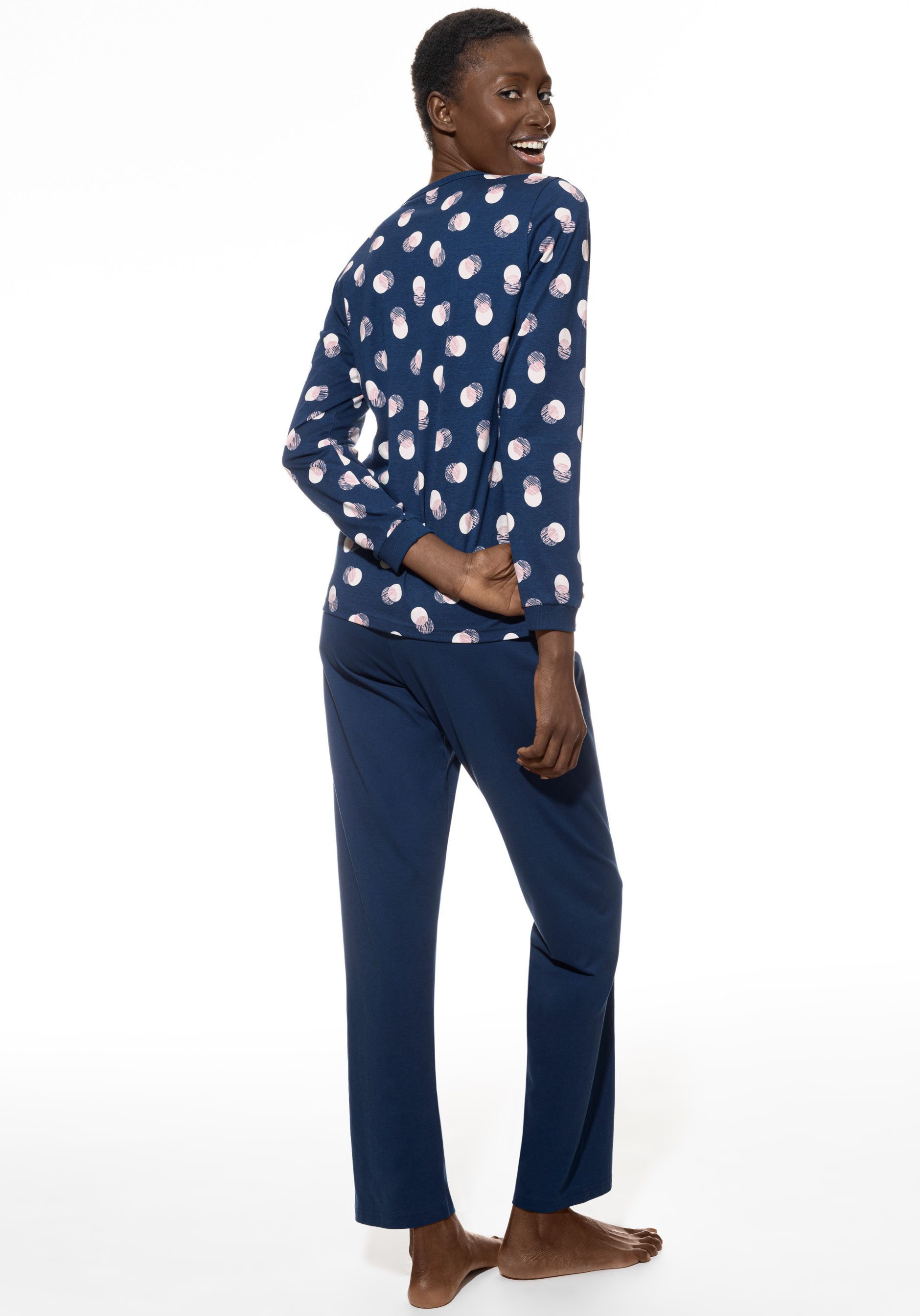 Mey Schlafanzug Scribbled Dots (2 tlg) Baumwolle, modern, bequem, gerade Form, Knopfleiste, Rundhals