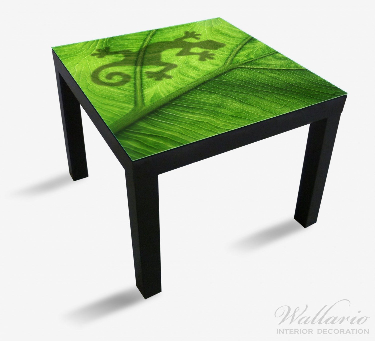 Wallario Tischplatte Gecko (1 Schatten Blatt für Umriss - Ikea auf Tisch grünem Lack geeignet St)