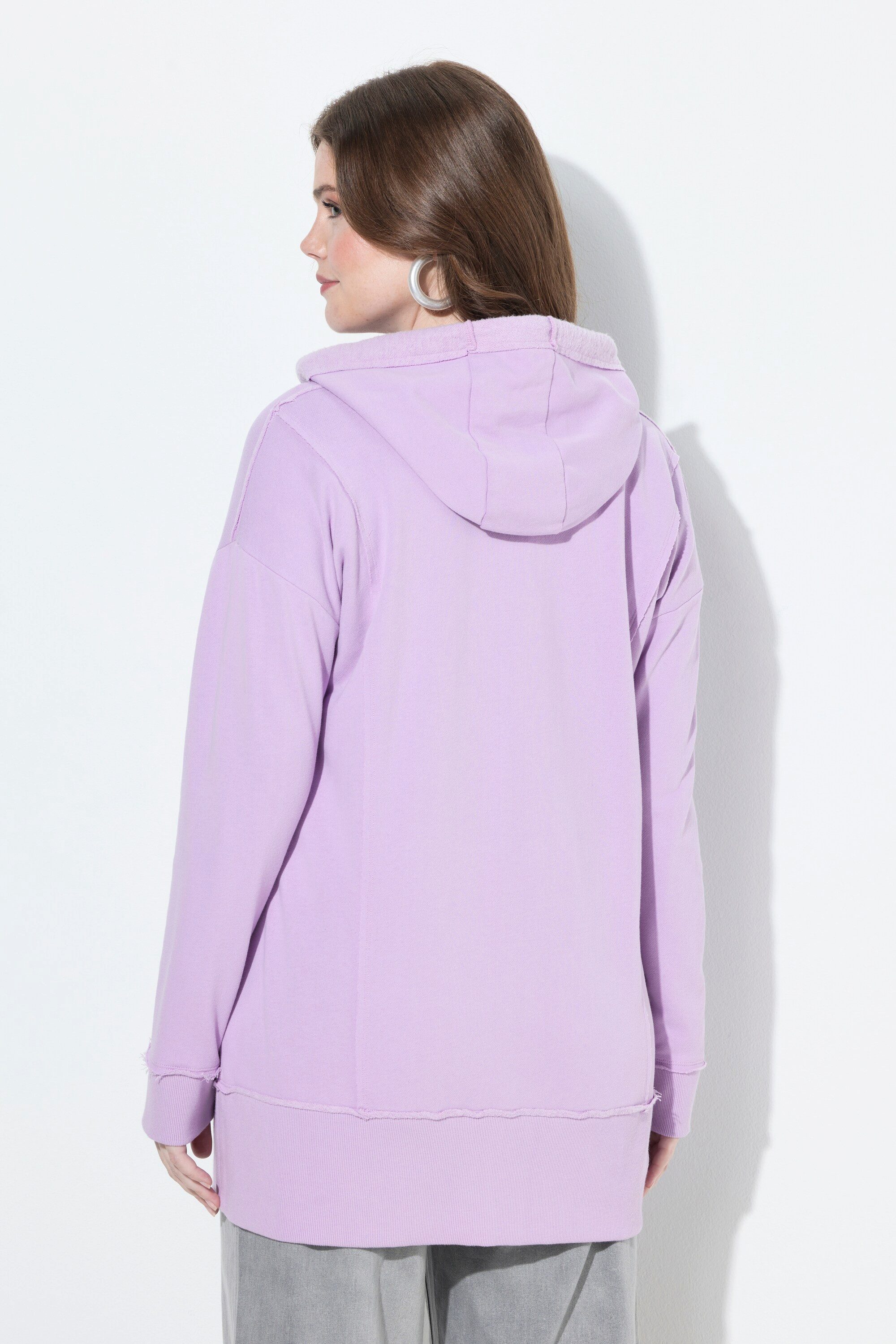 Ulla Popken Sweatjacke Hoodiejacke offenkantig Kapuze Langarm – Bild 3 von 4