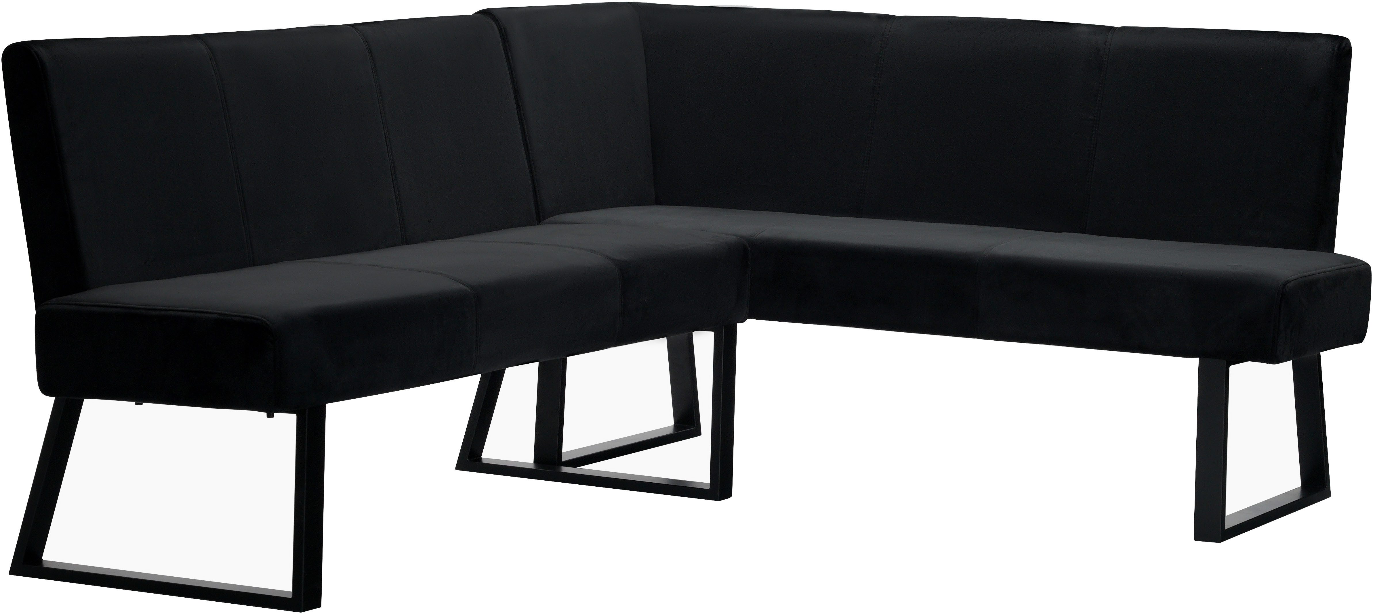 OTTO home Eckbank Gladiole, (Sitzbank, Esszimmerbank, Bank), mit Taschenfederkern, schwarzes Metallgestell, Breite 190 cm