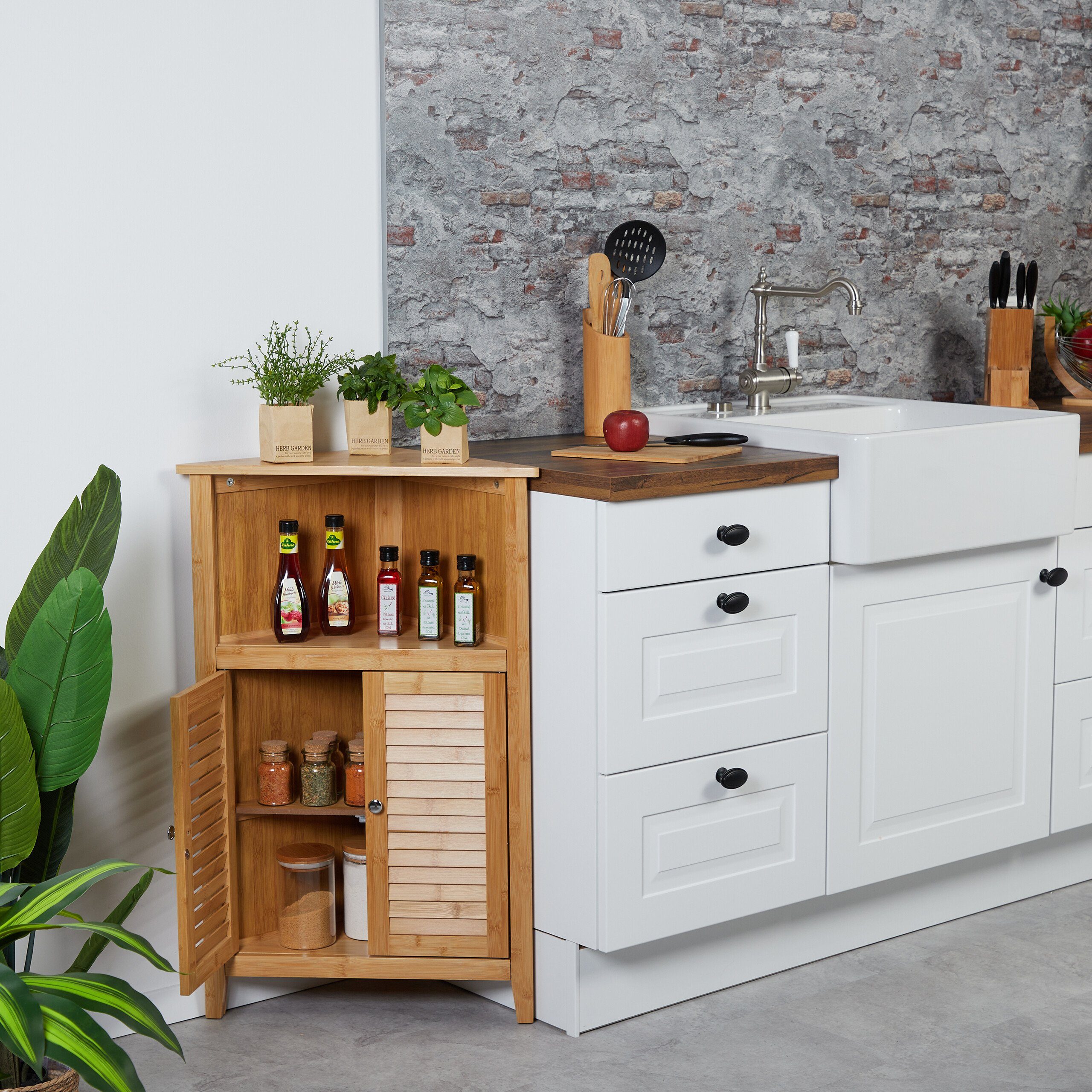 relaxdays Eckschrank aus Bambus günstig online kaufen