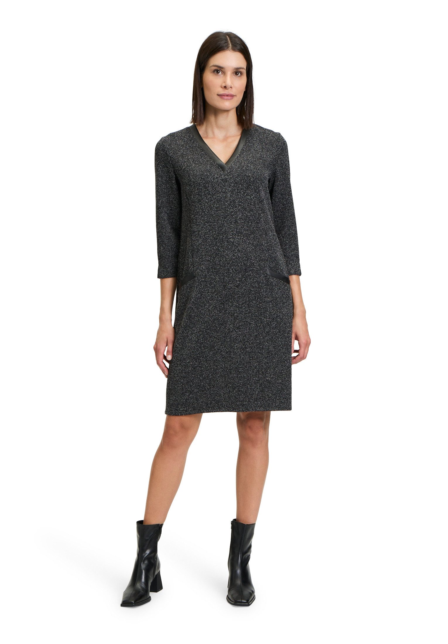 Vera Mont A-Linien-Kleid Damen mit V-Ausschnitt Materialmix