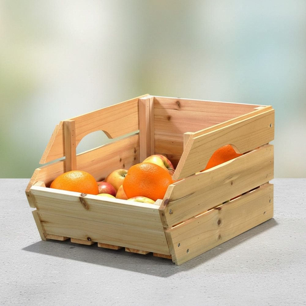 Feel2Home Holzkiste Obstkiste mit Griffen Apfelkisten Holzkisten Weinkisten Holz Kartoffel (Stück, 1 St)