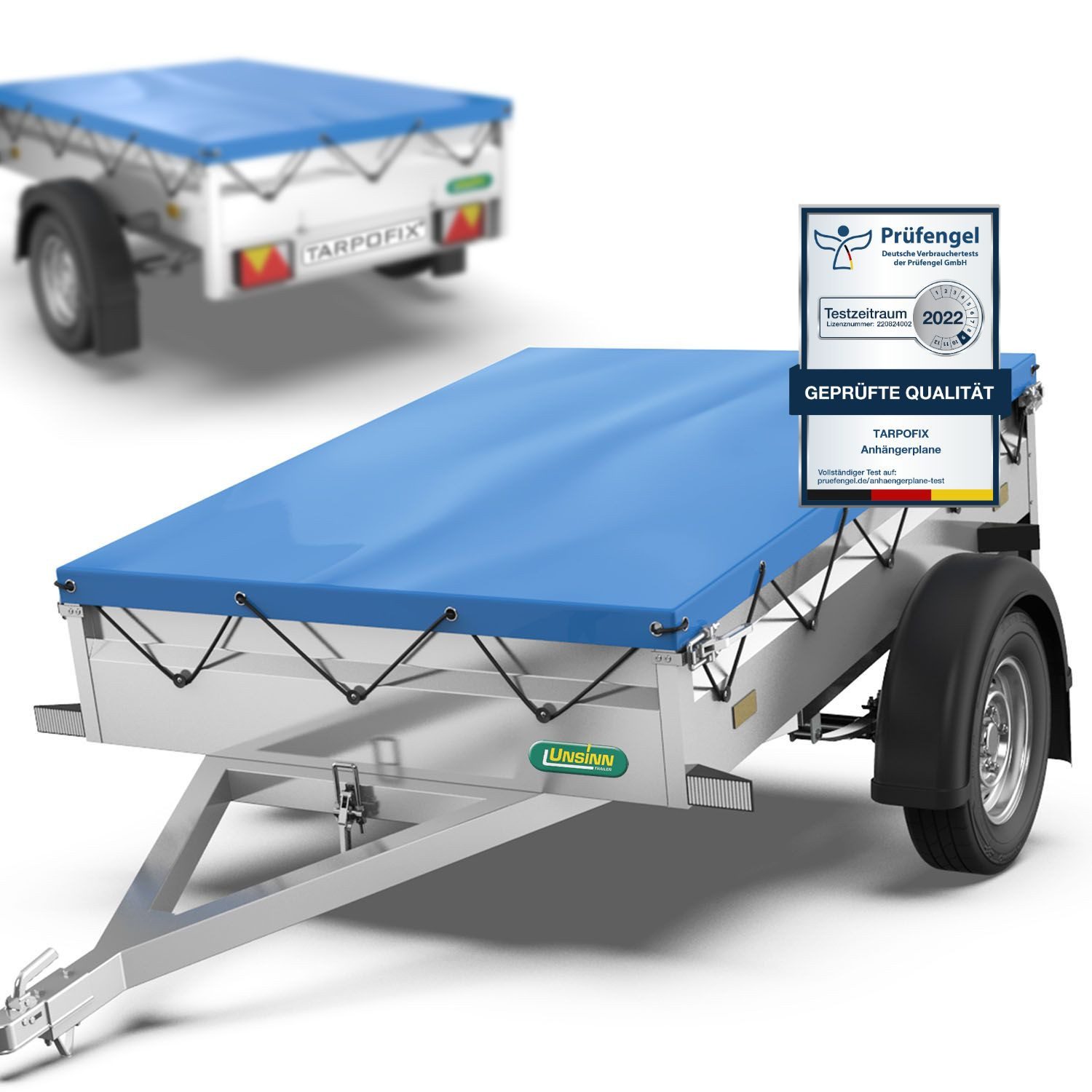 Tarpofix® Schutzplane Tarpofix Anhängerplane 217x117 cm – wasserdicht & UV-beständig, PVC Anhängerplane Blau, 217x117 cm
