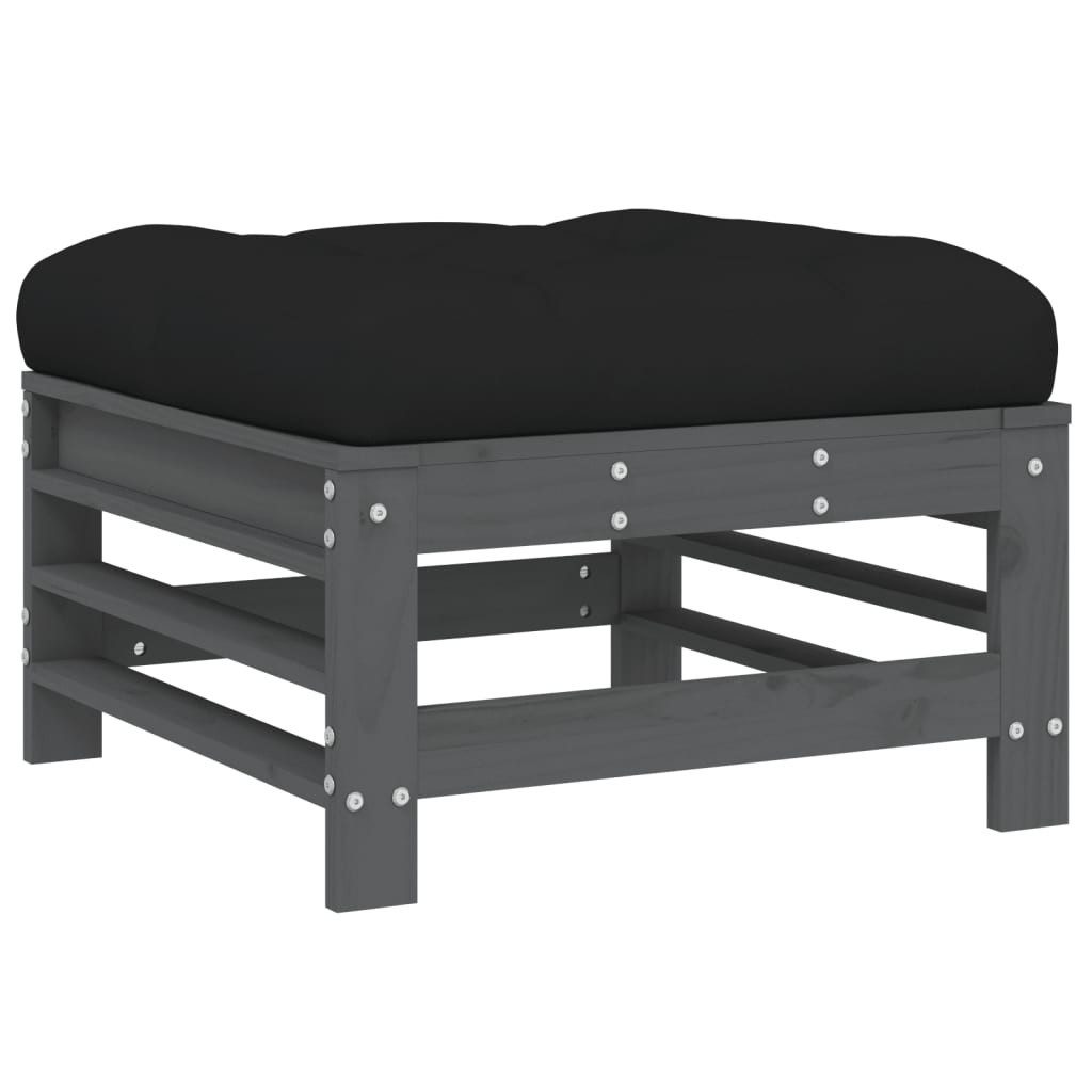 vidaXL Sofaelement Gartenhocker mit Kissen Grau günstig online kaufen