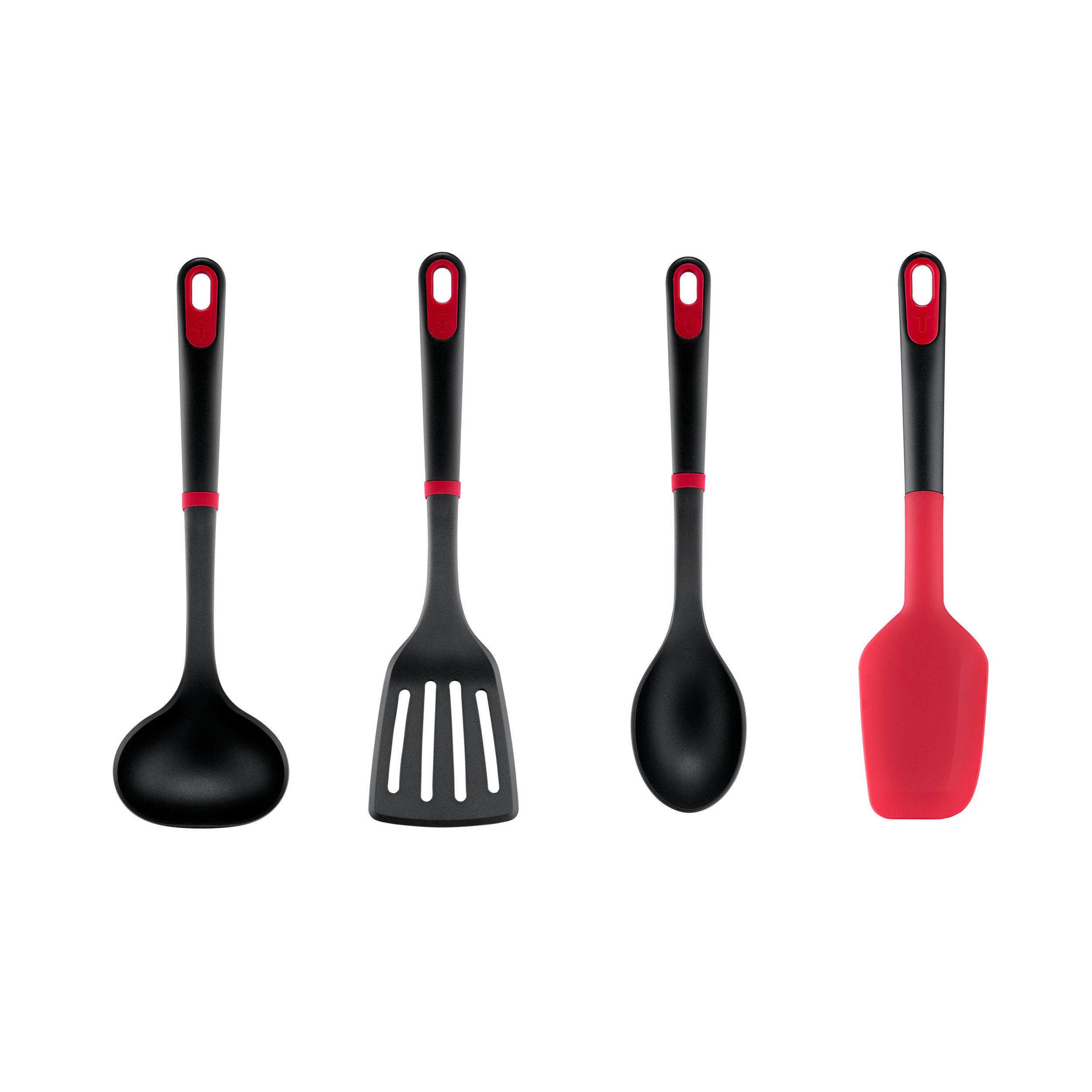 Tefal Kochbesteck-Set Ingenio+ (Set, 4-tlg), Silikon-Sicherheitsring, hitzebeständig bis 230°C, spülmaschinenfest