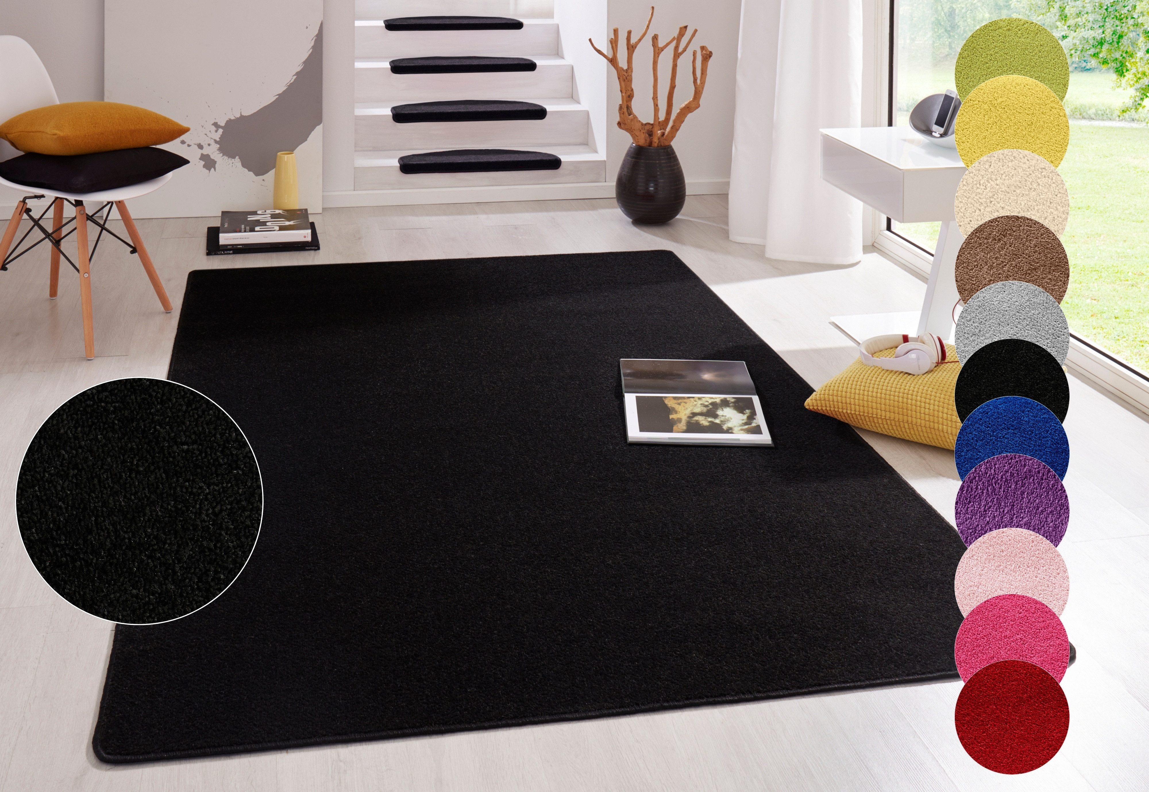HANSE Home Teppich Fancy, rechteckig, Höhe: 7 mm, Kurzflor, Läufer, uni, gekettelt, Wohnzimmer, Schlafzimmer, Esszimmer