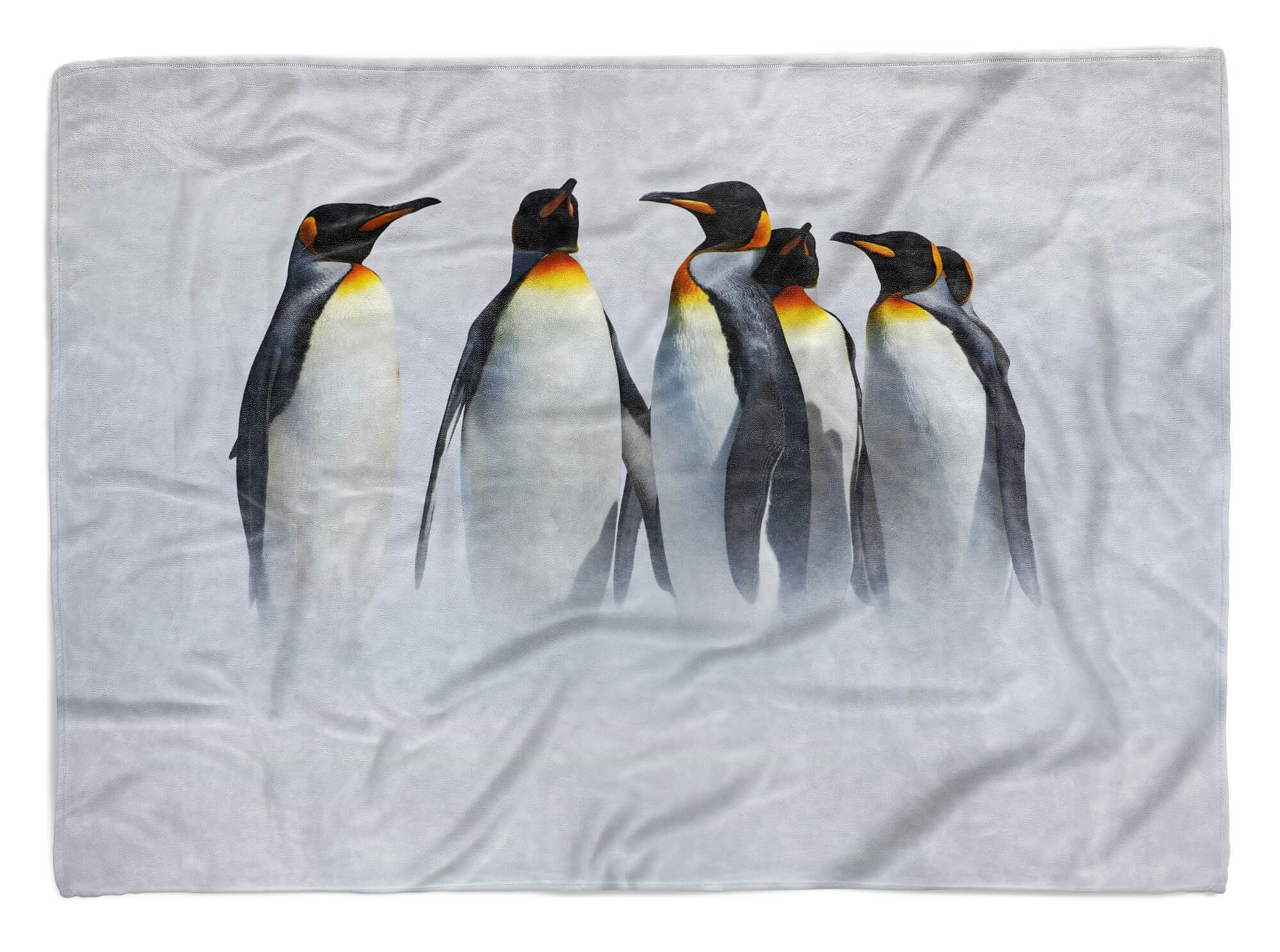 Handtücher Handtuch Strandhandtuch Saunatuch Kuscheldecke mit Tiermotiv Pinguine Kaiserpin, Baumwolle-Polyester-Mix (1-St), Handtuch