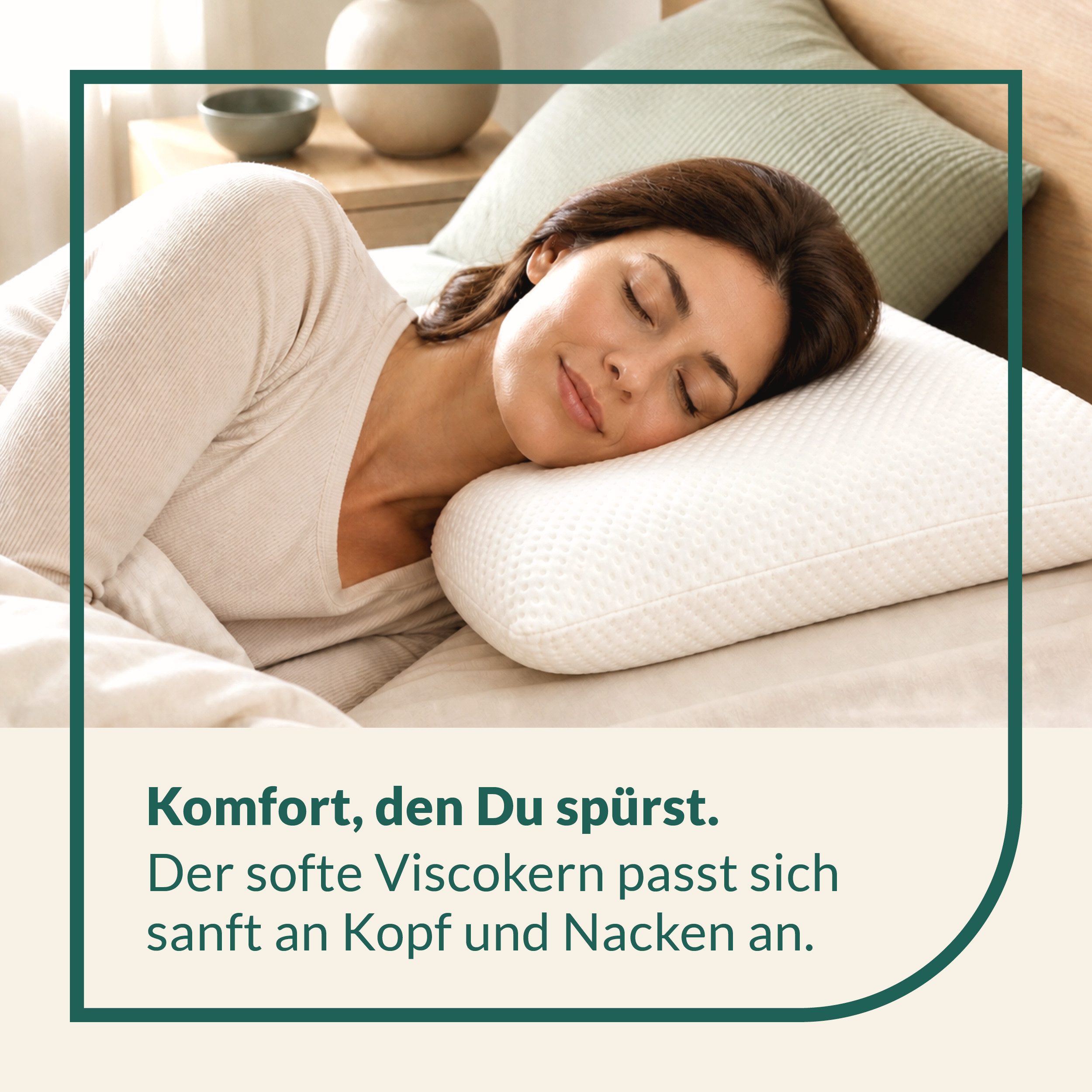 fan Nackenstützkissen Soja Dream, Füllung: Viscoschaum, Bezug: Doppeljersey mit Viscose, Seitenschläfer, Rückenschläfer, Wellness für den Nacken – Bild 3 von 5