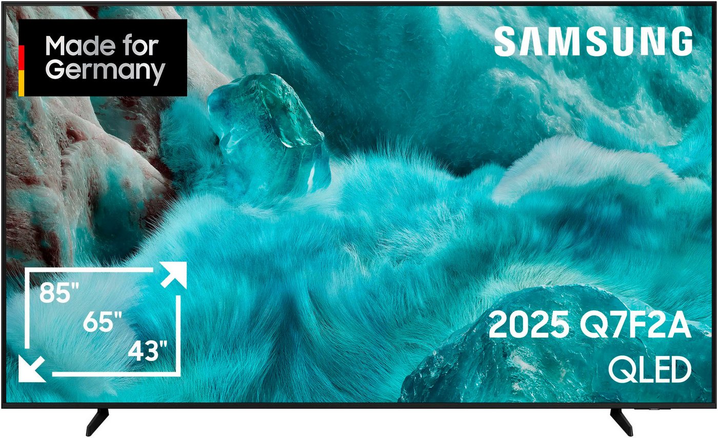 Samsung GQ85Q7F2AU QLED-Fernseher (214 cm/85 Zoll, 4K Ultra HD, Smart-TV, Quantum HDR, Knox Security, Art Store, 3D Sound, Gaming Hub, AI TV) schwarz ! RABATT: 31.71% Samsung GQ85Q7F2AU QLED-Fernseher (214 cm/85 Zoll, 4K Ultra HD, Smart-TV, Quantum HDR, Knox Security, Art Store, 3D Sound, Gaming Hub, AI TV) schwarz ! RABATT: 31.71%