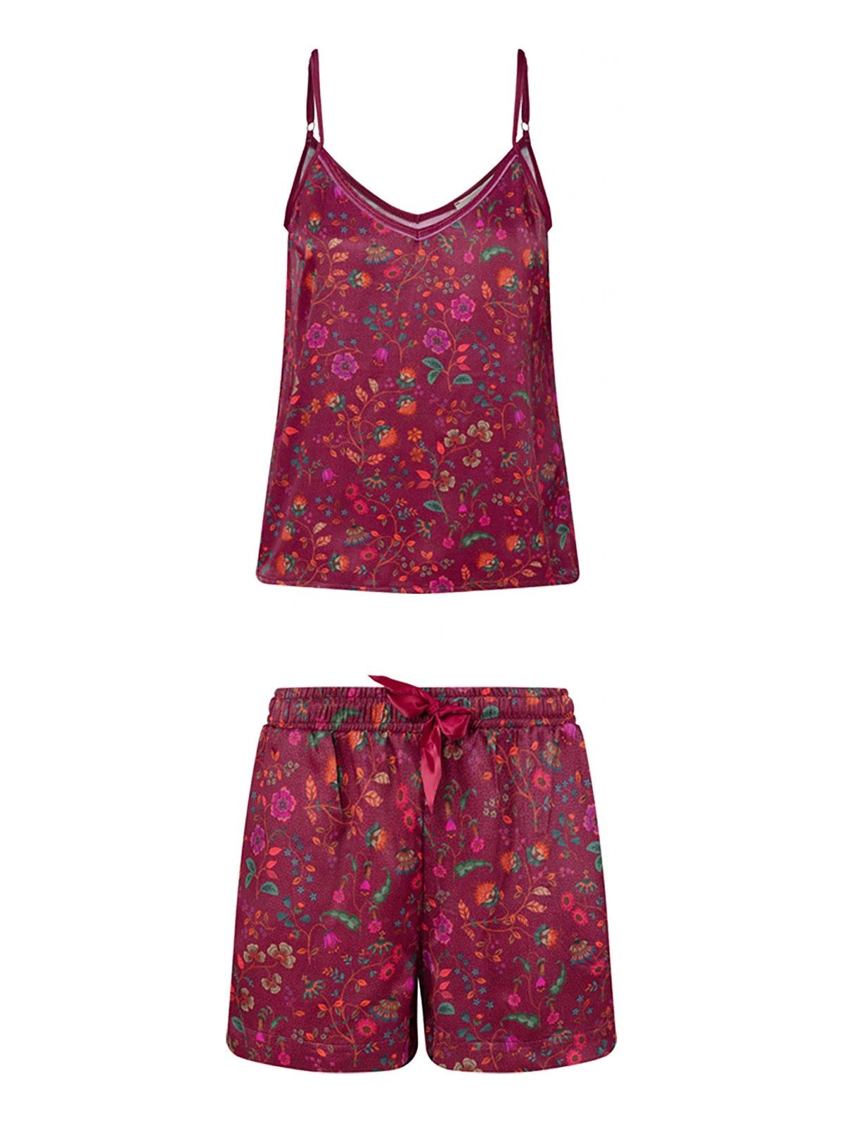 PiP Studio Hausanzug Flora Bangalore Bowie & San Pyjama kurz dark pink XL 2tlg (Pyjamas)