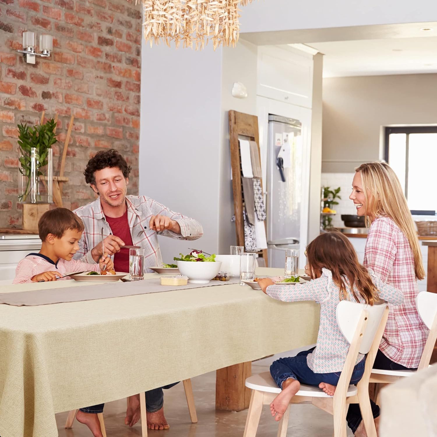 Deconovo Tischdecke Leinenoptik Tischwäsche Wasserabweisend Tischtuch Abwischbar (1er Set, pflegeleichte Tischdecken rechteckige Table Cloth), Lotuseffekt – Bild 3 von 4