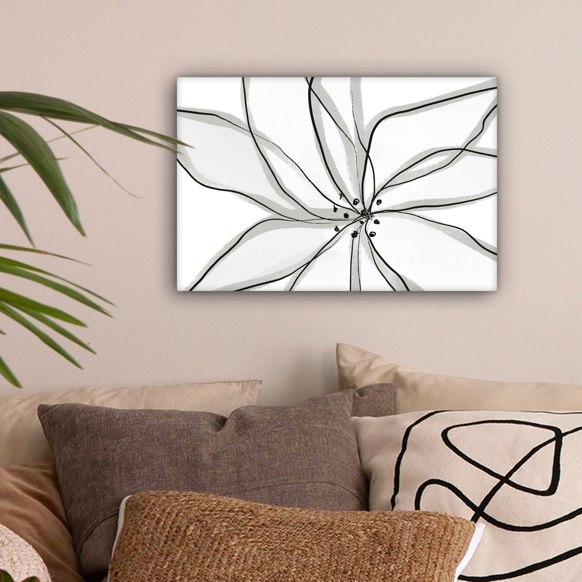 OneMillionCanvasses® Leinwandbild Blume - Kunst - Weiß - Schwarz, Fotodruck günstig online kaufen