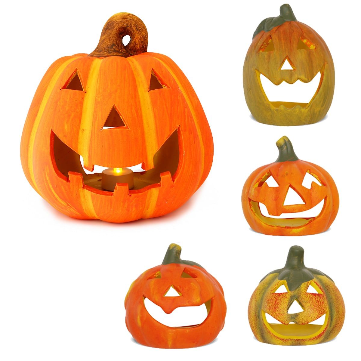 matches21 HOME & HOBBY Dekofigur Jack O Lantern Kürbis LED Windlichter 5er günstig online kaufen