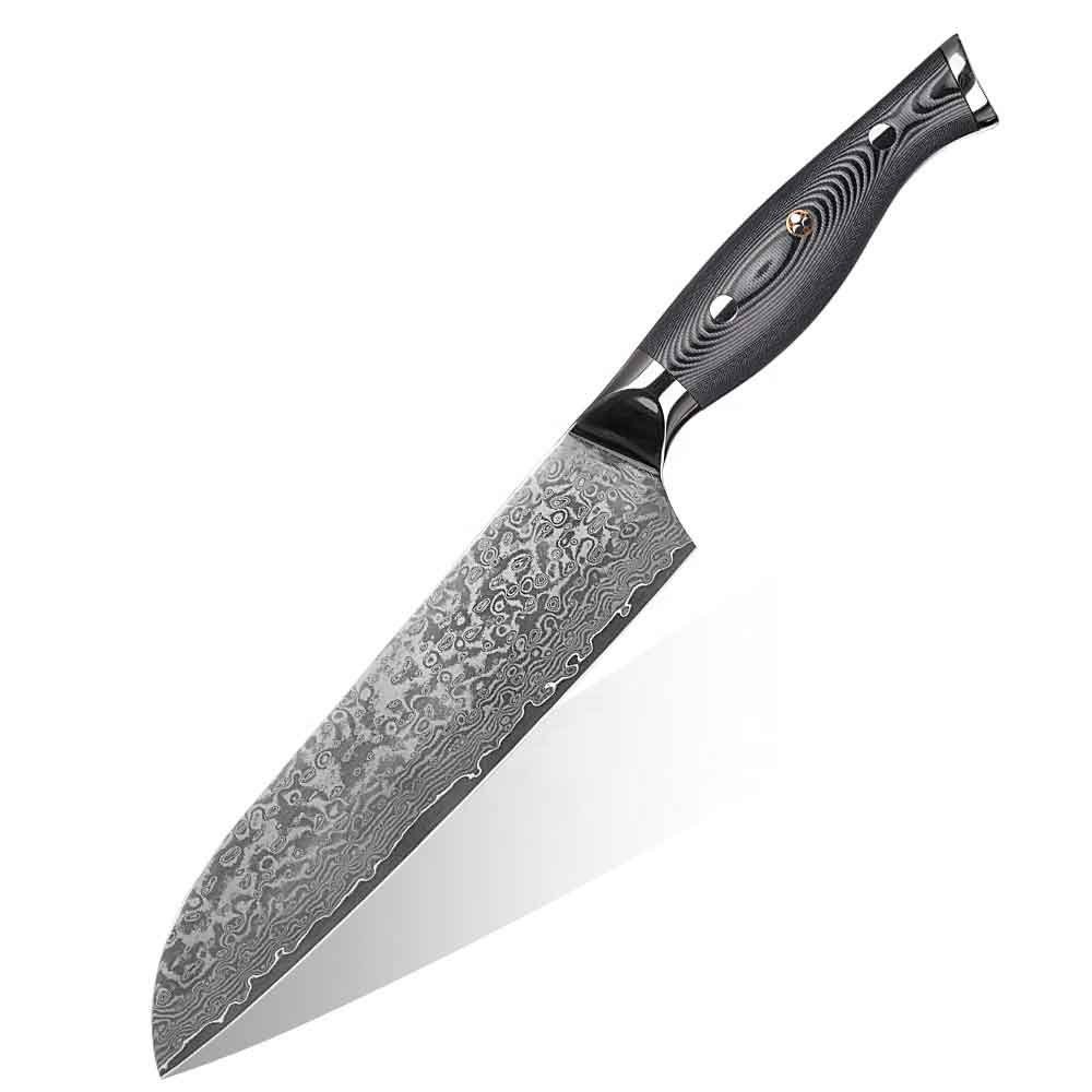 Muxel Kochmesser Santokumesser Küchenmesser Carbon Damast-Klinge Damastmesser Messer