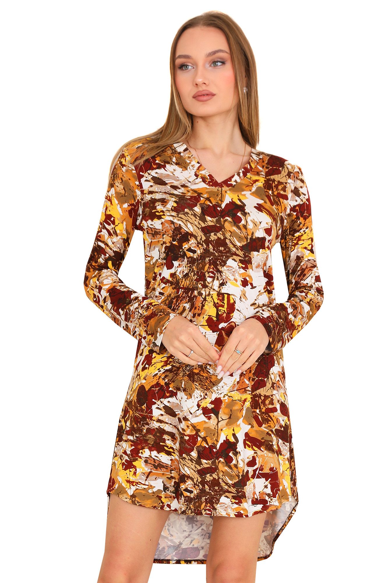 Bongual Tunikakleid Asymmetrisches Jerseykleid aus Viscose gelbttöne