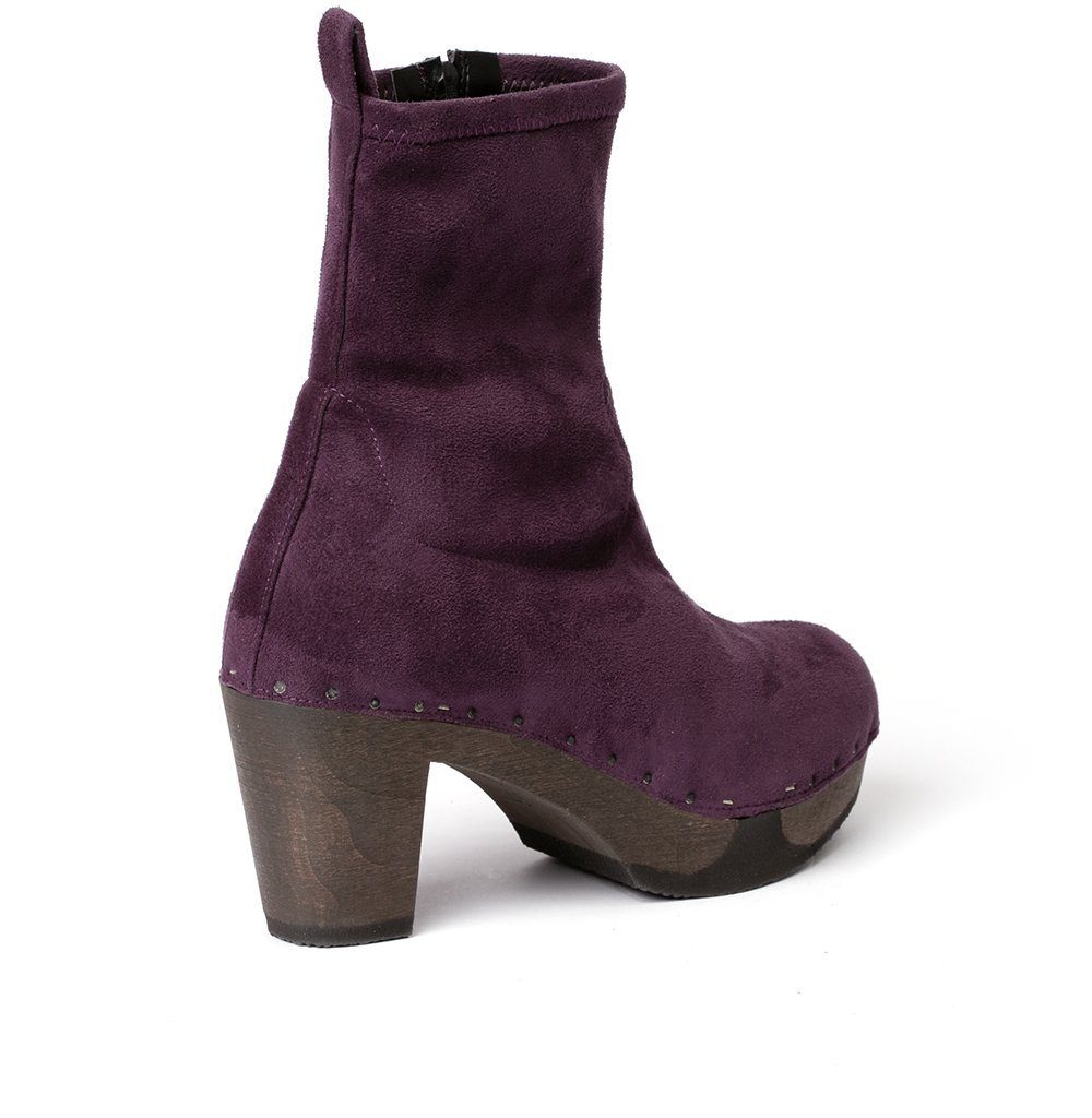 Softclox FABIA vegan Velourseffekt viola (dunkel), Winter, Holz, Clogs, Damen, Stiefelette