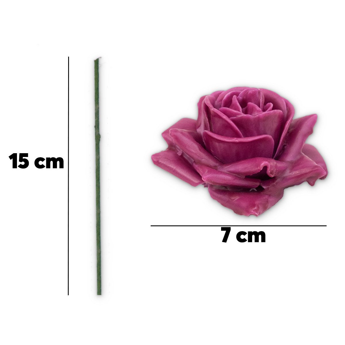 Kunstblume Wachsrosen mit Stiel als Kunstrosen Rosen-Blüten in rosa pink Ro günstig online kaufen