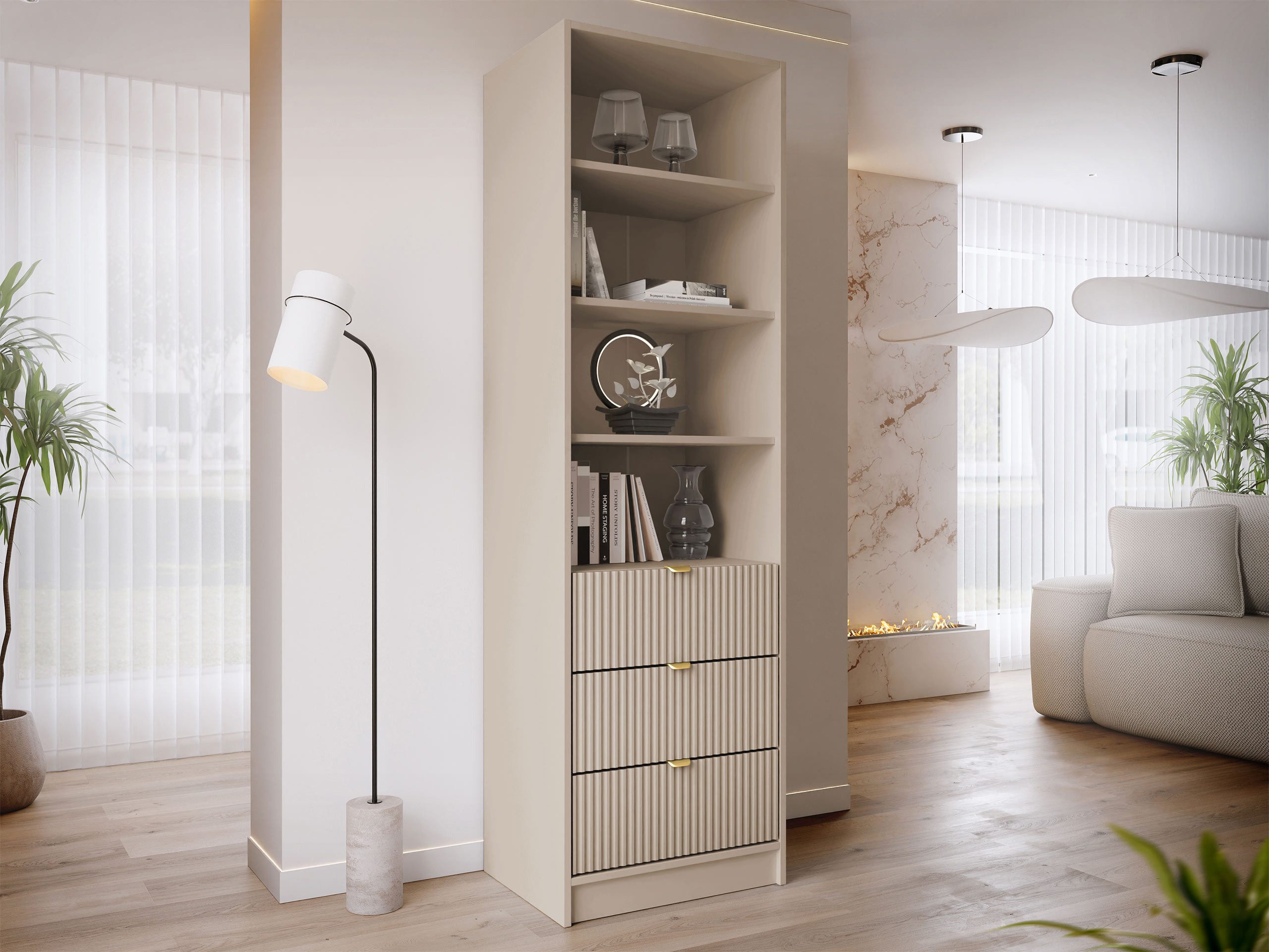 MIRJAN24 Regal Tireno 3SZ, Aluminiumgriffe in der Farbe Gold
