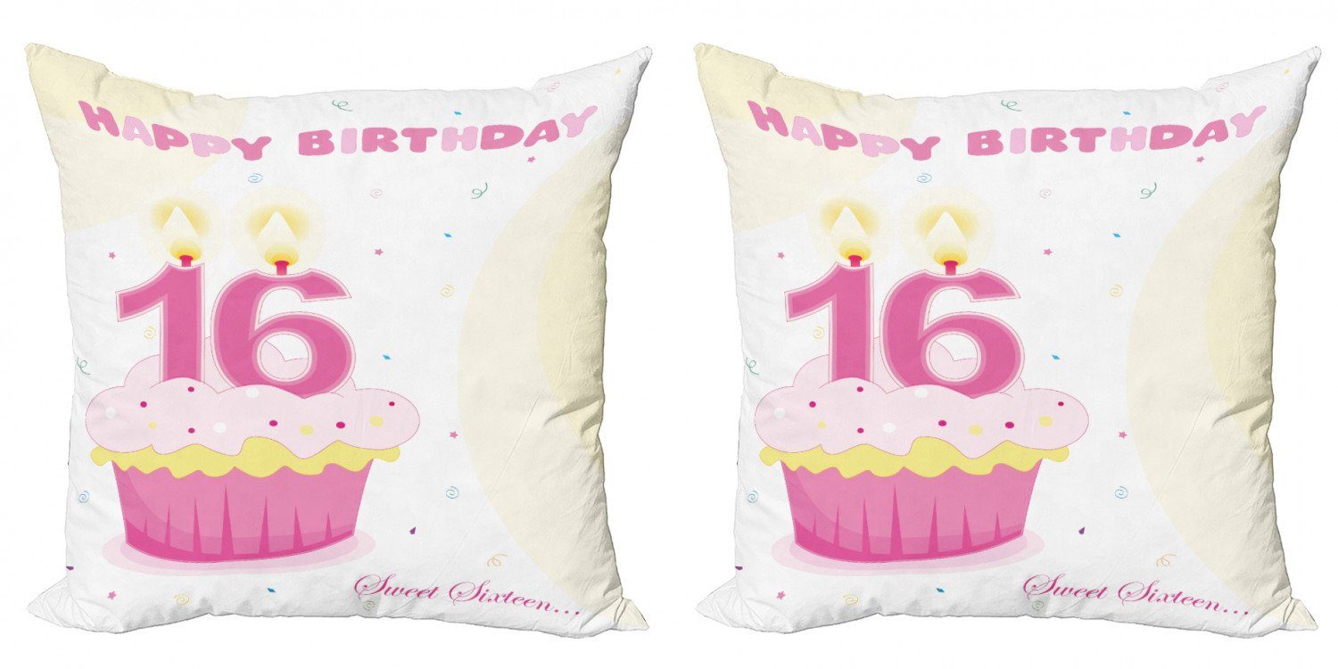 (2 Stück), Cool Doppelseitiger Kissenbezüge Accent Kuchen-Kerze-Mädchen Abakuhaus Digitaldruck, Modern