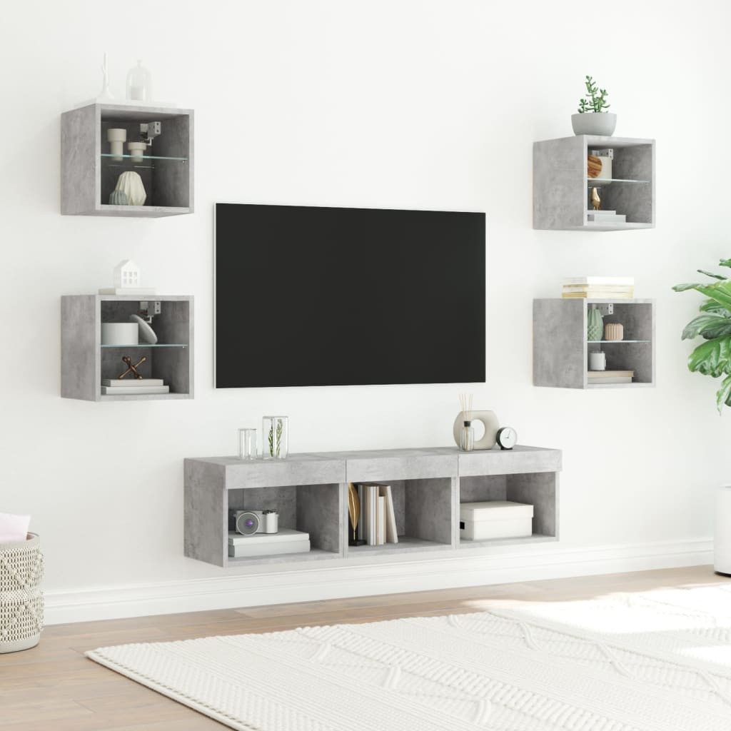 vidaXL TV-Wand 7-tlg. Wohnwand mit LED-Beleuchtung günstig online kaufen